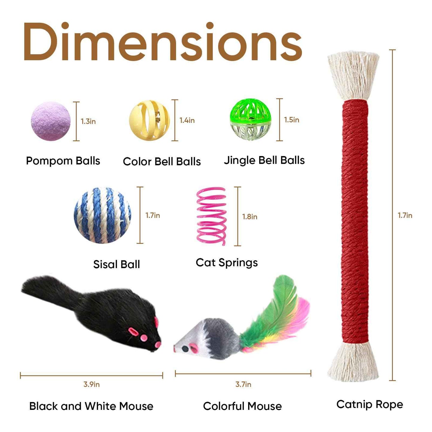 Cat Toys for Indoor Cats - 34 Packs Interactive Set with Colorful Springs, Mouse Toy, Catnip Ropes, Balls, Bells, and Sisal Ball for Kittens