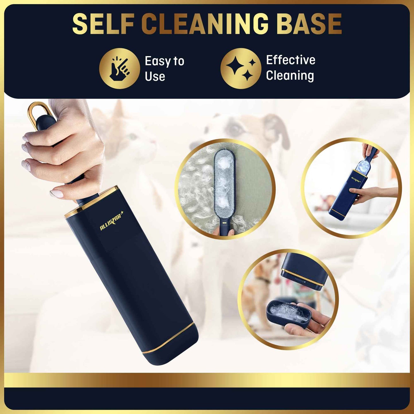 Pet Hair Remover, Lint Remover, Lint Brush for Clothes, Furniture, Carpets, Car Seats. Cat Hair Remover. Dog Hair Remover Laundry. Double-Sided. Reusable. Self-Cleaning Base. ALLISTAR (Forest Green)