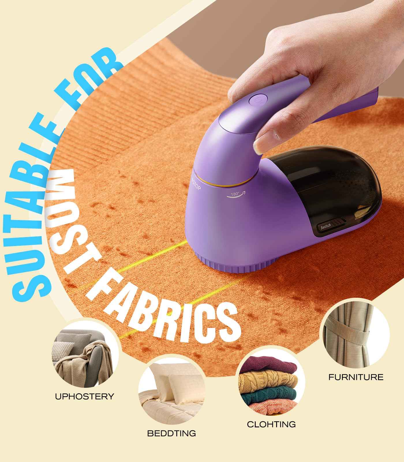 POPCHOSE Fabric Shaver, Lint Remover for Clothes, Lint Shaver with 6-Leaf Blades, 2 Speed Sweater Shavers to Remove Pilling for Clothing, Couch, Furniture, Fuzz, USB Rechargeble, Gray…