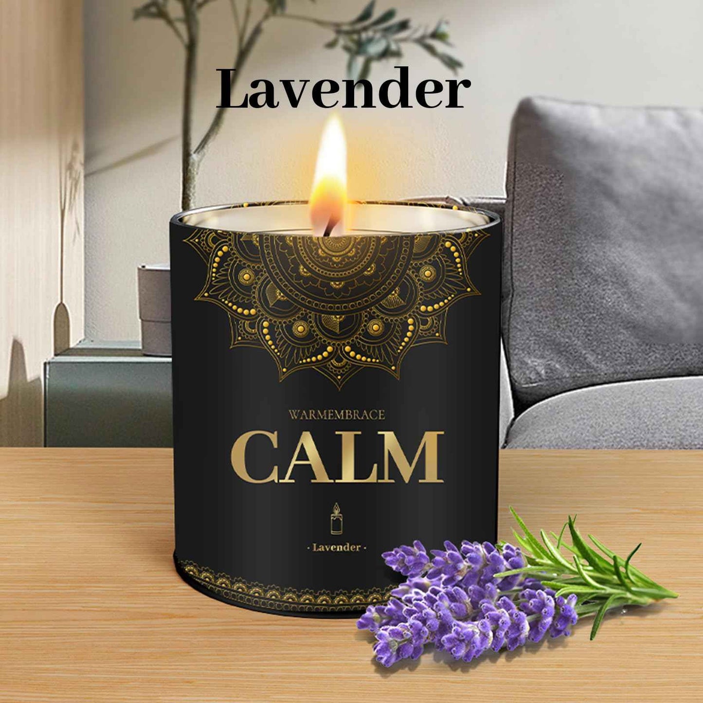 WarmEmbrace Lavender Scented Candles, 9 Oz Jar Candles for Home, Office, Meditation, Yoga, Candles for Women & Men, Birthday, Christmas, Valentine's Day Present, Elegant Decorative Accent