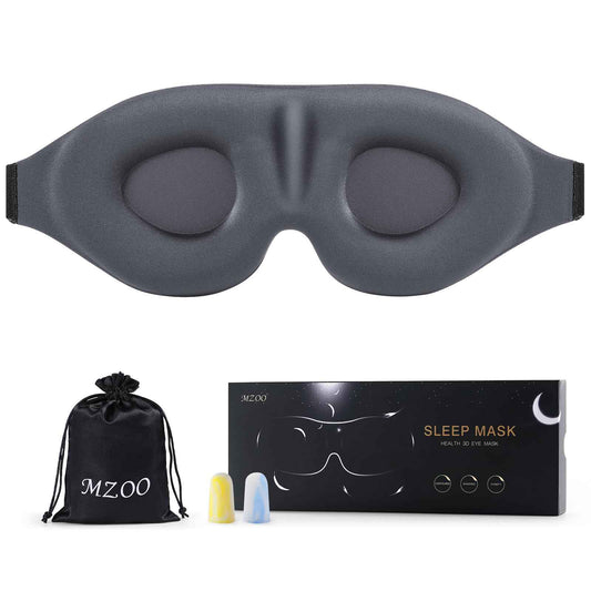 MZOO Luxury Sleep Eye Mask for Side Sleeper Men Women, Zero Eye Pressure 3D Sleeping Mask, Light Blocking Patented Design Night Blindfold, Soft Eye Shade Cover for Travel, Black