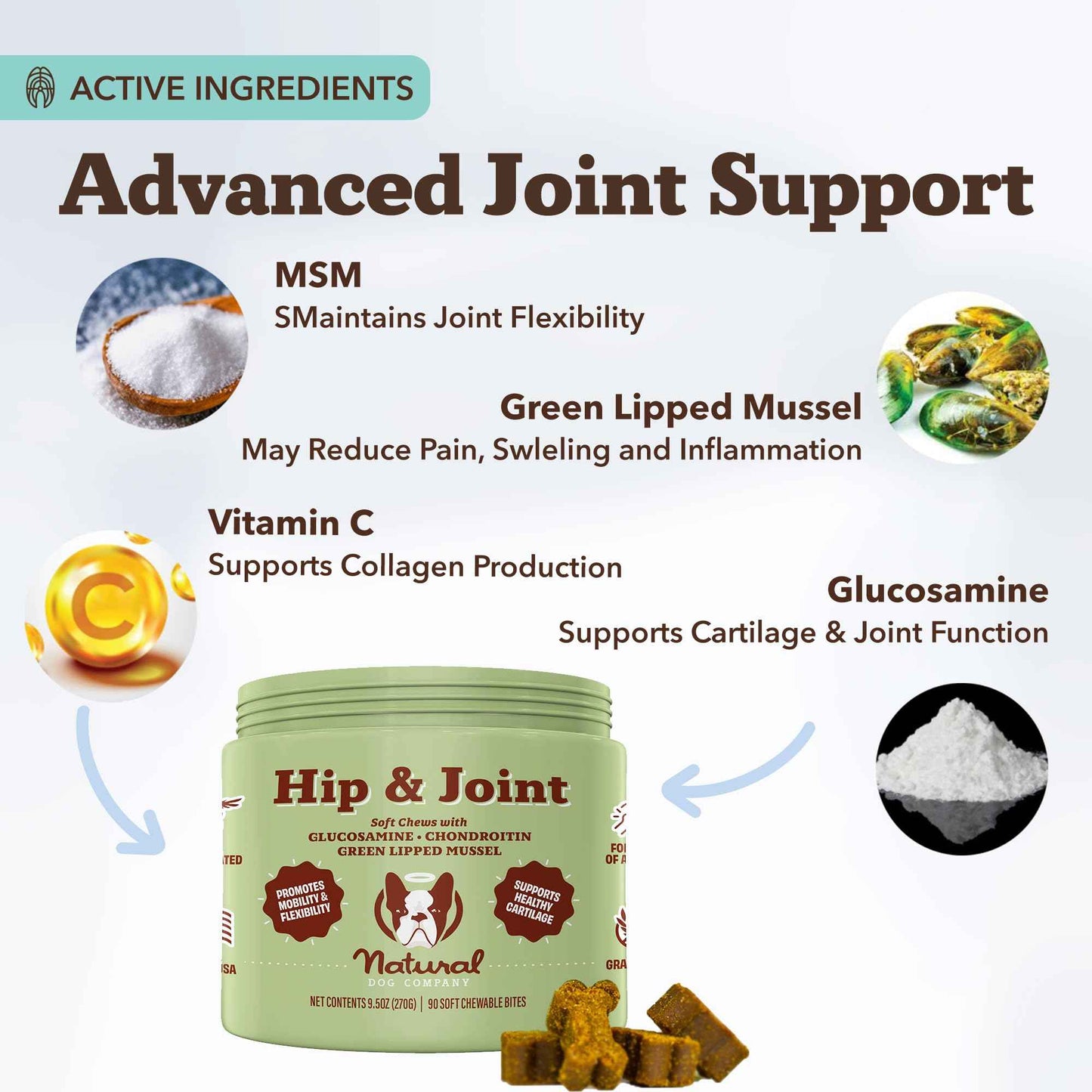 Natural Dog Company Liquid Glucosamine Hip & Joint Oil for Dogs, 16 oz, Extra Strength Cartilage & Joint Support, Helps Mobility and Eases Occasional Stiffness, Dog Vitamins & Supplements