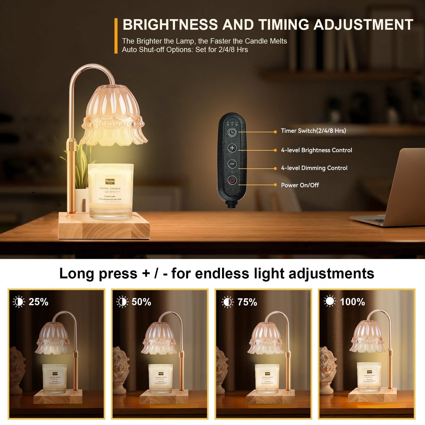 Candle Warmer Lamp with 3 Bulbs, Adjustable Height Dimmable Candle Warmer with Timer, Candle Lamp with Charming Gift Box Ribbon,Birthday Gifts for Women Mom, House Warming Gifts New Home Decor jlhbookstore.store