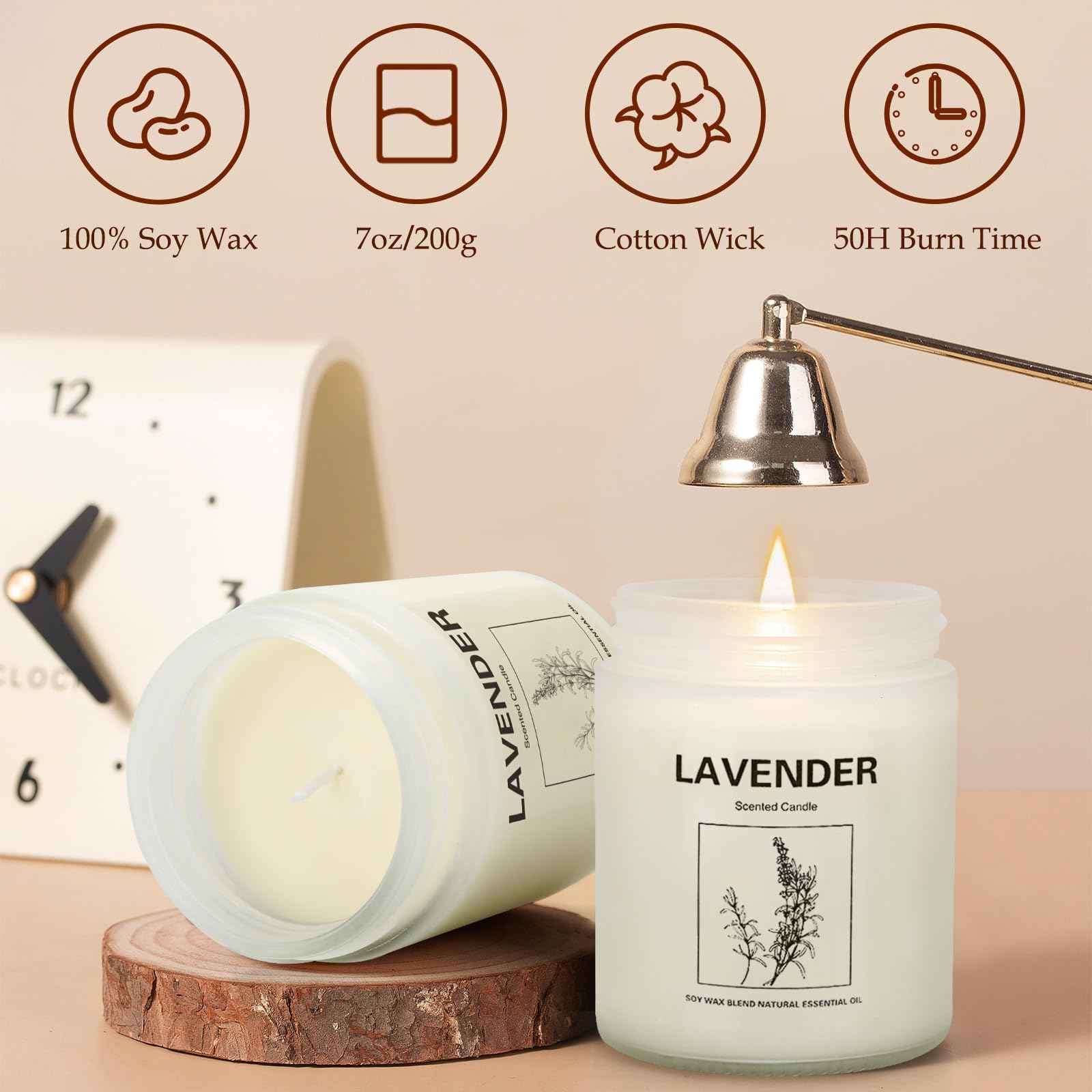 Lavender Candle Gift Set, 4 Pack Soy Wax Scented Candles for Home – Lavender, Sage & Ponderosa Pine – Aromatherapy Candles for Relaxation, Stress Relief & Christmas Gifts for Women