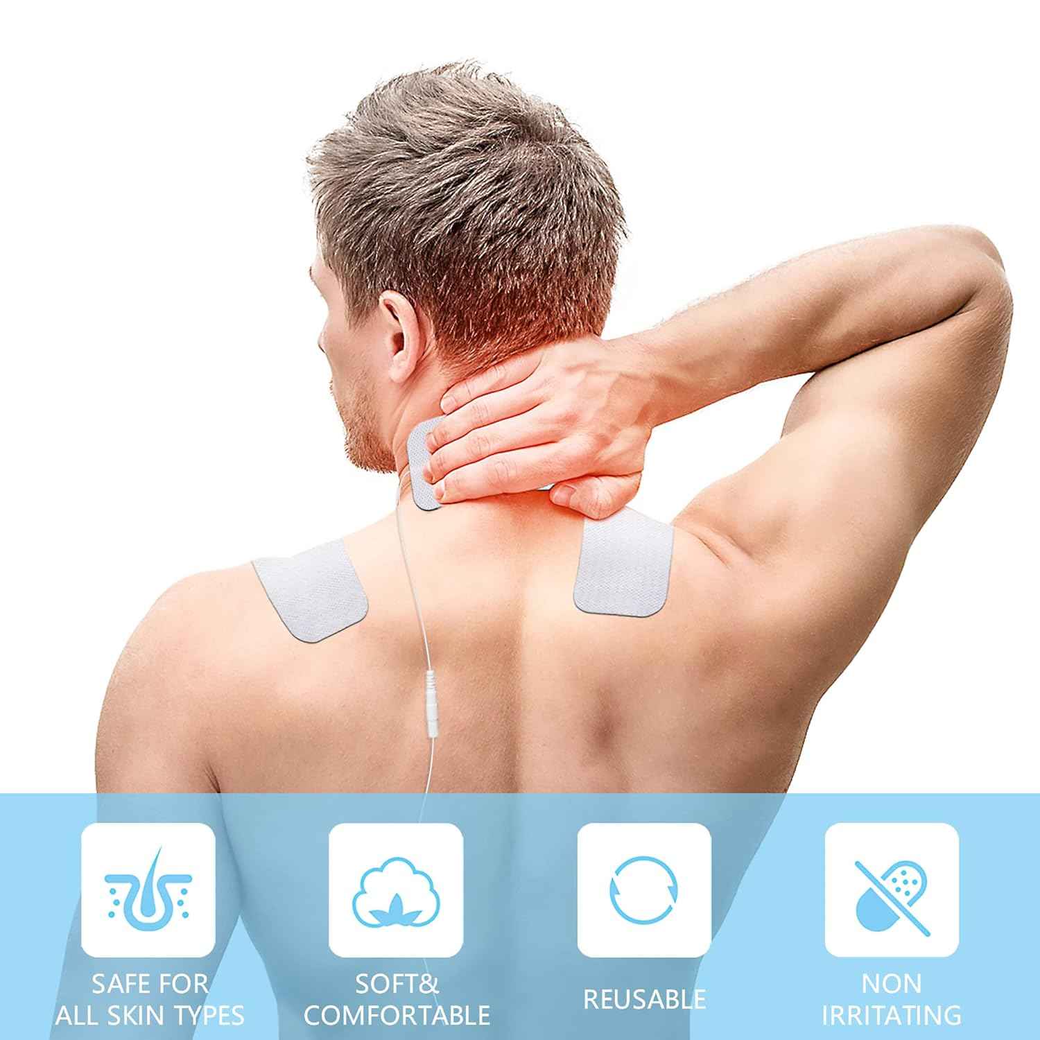 TENS Unit Pads 2"X4" 24Pcs, 3rd Gen Reusable Latex-Free Replacement Pads Electrode Pads with Upgraded Self-Stick Performance for Muscle Stimulator Electrotherapy