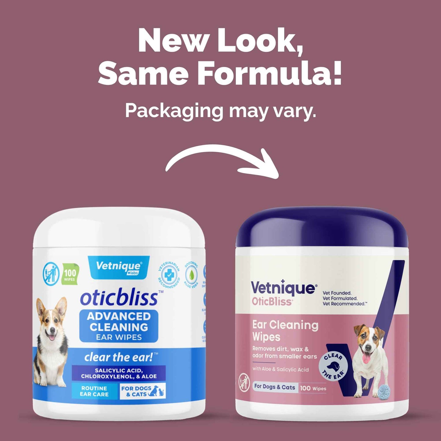 Vetnique Oticbliss Cat & Dog Ear Wipes - Dog Ear Infection Treatment or Dog Ear Cleaner Wipes for Dirty, Waxy, Smelly Dog Ears, Odor Control with Aloe Vera & Salicylic Acid (Finger Mitt Ear Wipes)