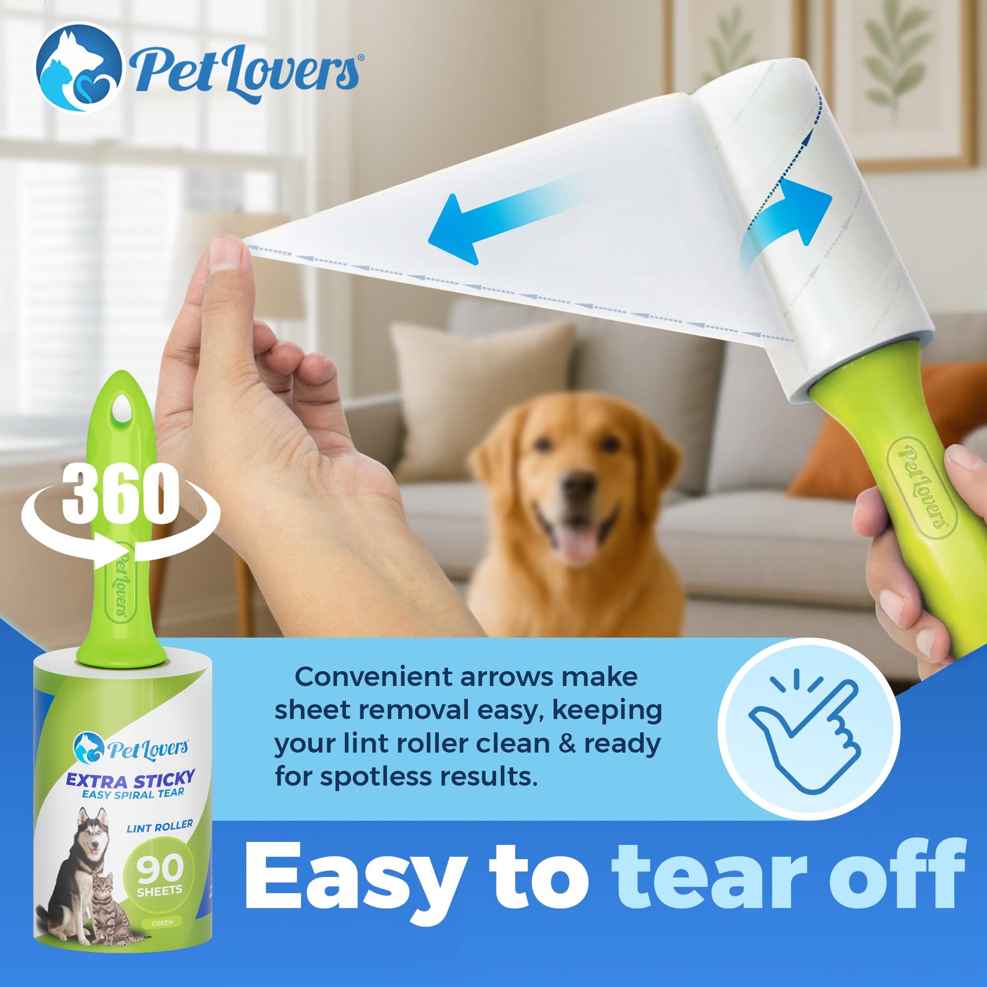 PetLovers Extra Sticky Lint Roller Mega Value Set 450 Sheets for Pet Hair Removal and Clothes, Dog and Cat Lint Remover 5 Pack jlhbookstore.store