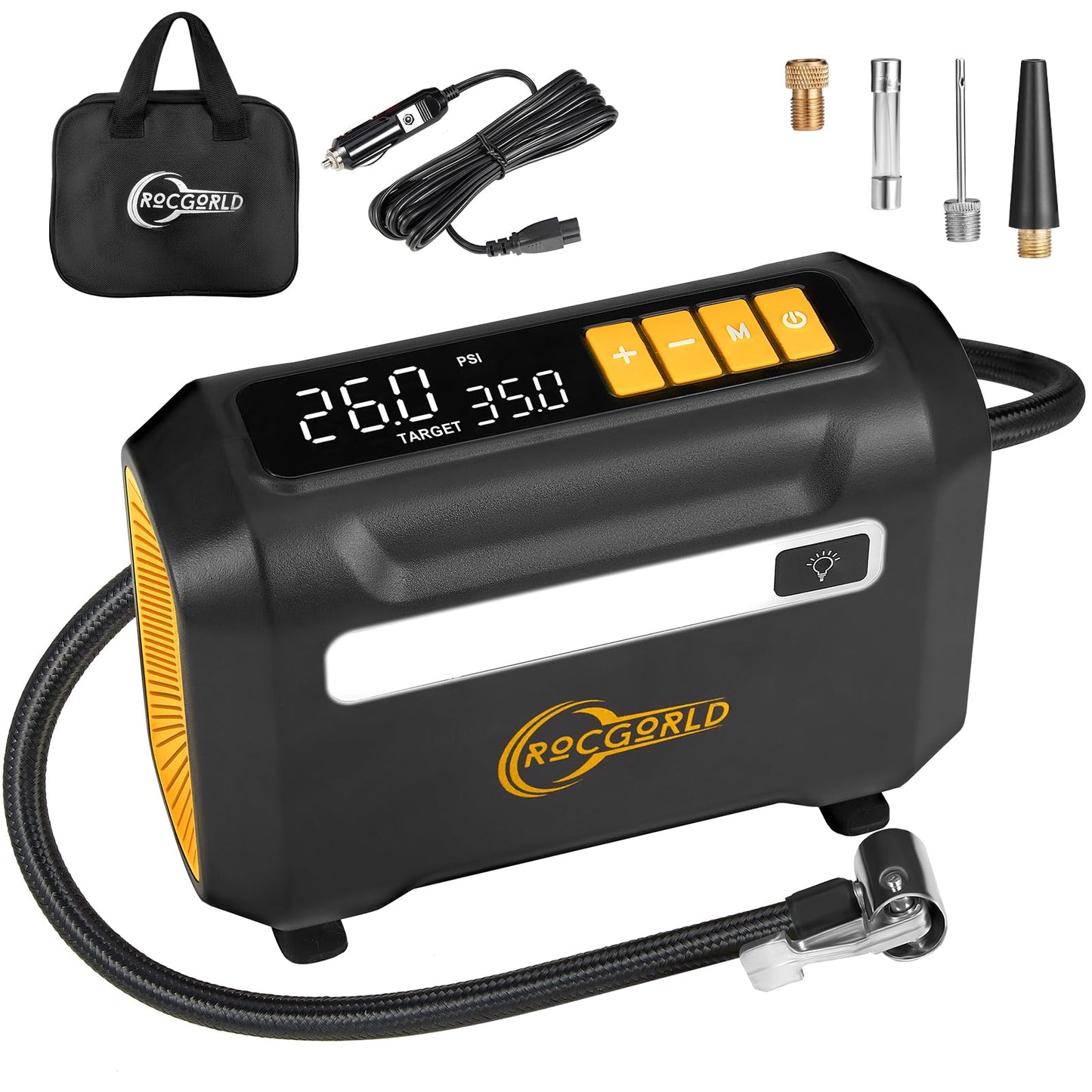 R8 Tire Inflator Portable Air Compressor, DC 12V Air Compressor Portable with Large Dual Digital Screen, 3X Faster Inflation Air Pump for Car, Bike, Ball, Motor