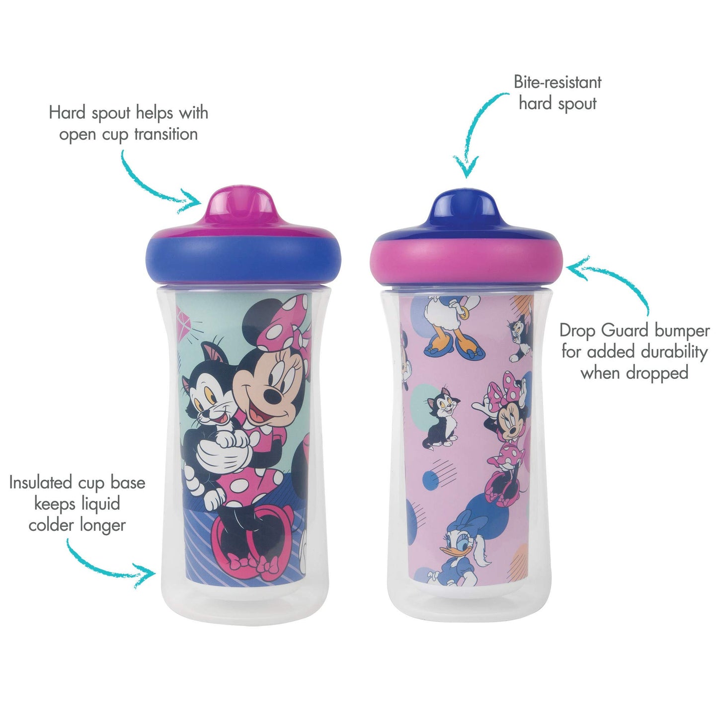 The First Years Disney Princess Kids Insulated Sippy Cups - Dishwasher Safe Spill Proof Toddler Cups - Ages 12 Months and Up - 9 Ounces - 2 Count