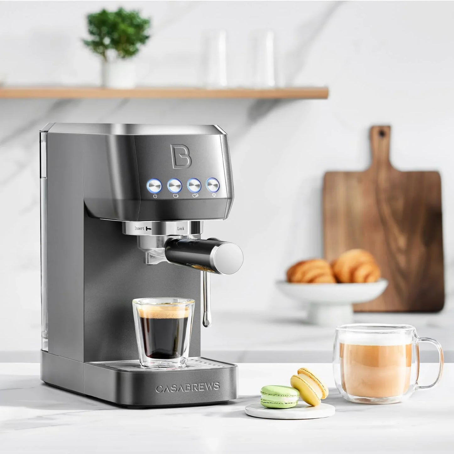 CASABREWS 3700 Essential Espresso Machine 20 Bar, Stainless steel Coffee Maker with Milk Frother, Espresso Coffee Machine for Cappuccino, Latte, 43.9oz Water Tank, Sapphire Blue - Jlhbookstore.store