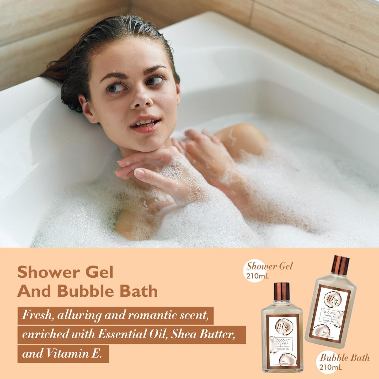 25Pcs Christmas Gifts for Women - Luxury Bath and Body Spa Gift Basket for Women with Necklace | Relaxing Care Kit Valentine's Mothers Day Gifts for Mom Gift Baskets for Anniversary or Bridal Shower