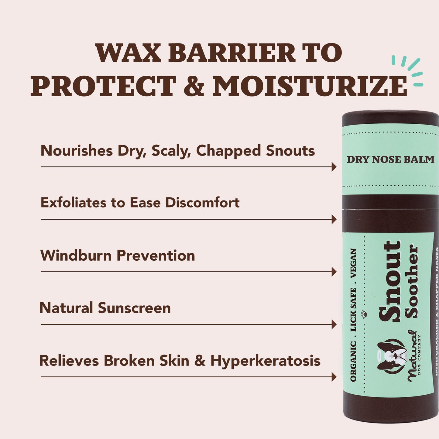 Natural Dog Company Snout Soother Travel Stick 0.15 oz – All Natural Dog Nose Balm for Dry, Cracked Snouts – Organic Moisturizing & Soothing Balm – Lick-Safe Mini Snout Care, Made in USA