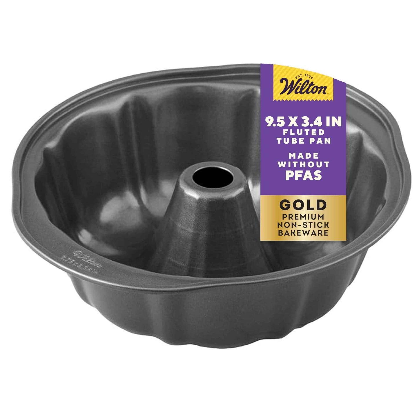 Wilton Gold Non-Stick 9.49 in Fluted Bundt Cake Pan, Stainless Steel Bakeware, Made without PFAS, Packaging May Vary