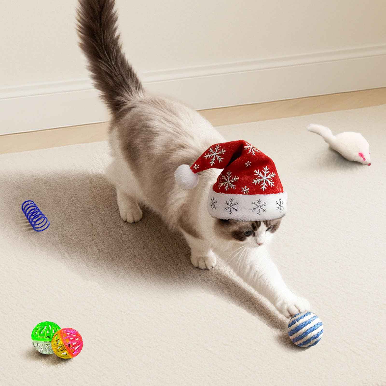 Cat Toys for Indoor Cats - 34 Packs Interactive Set with Colorful Springs, Mouse Toy, Catnip Ropes, Balls, Bells, and Sisal Ball for Kittens