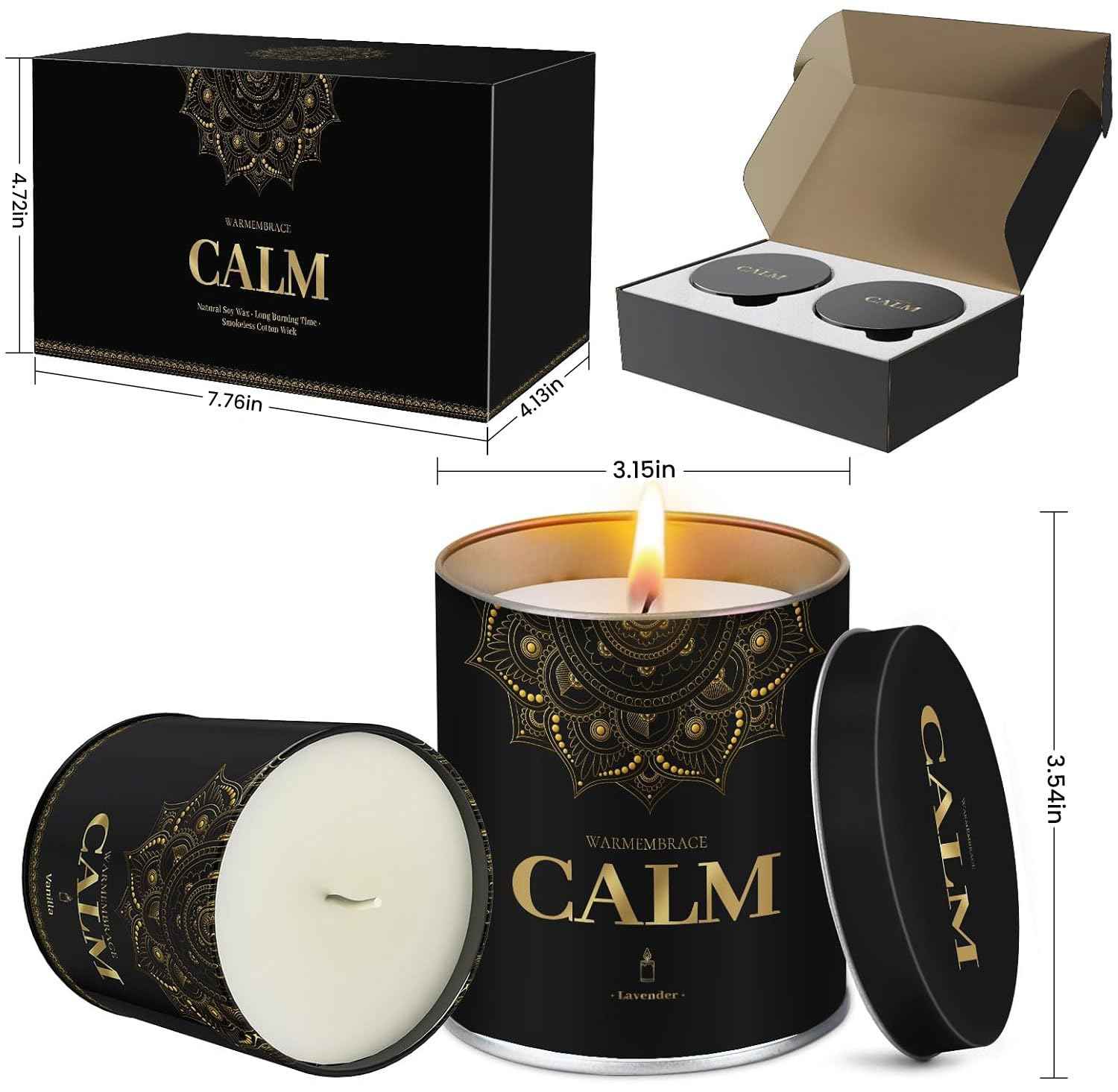 WarmEmbrace Lavender Scented Candles, 9 Oz Jar Candles for Home, Office, Meditation, Yoga, Candles for Women & Men, Birthday, Christmas, Valentine's Day Present, Elegant Decorative Accent