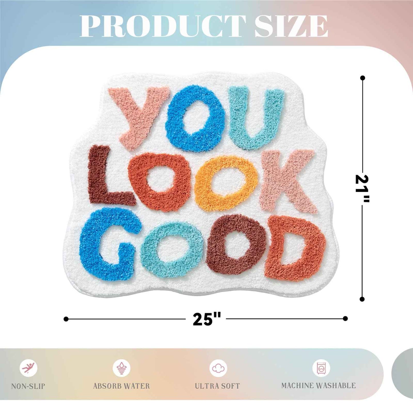 You Look Good Bath Mat Green Bathroom Rugs Funny Cute Bathroom Decor Preppy Small Cool Rug Non Slip Microfiber Washable Absorbent Shower Rug, 25”x21”…