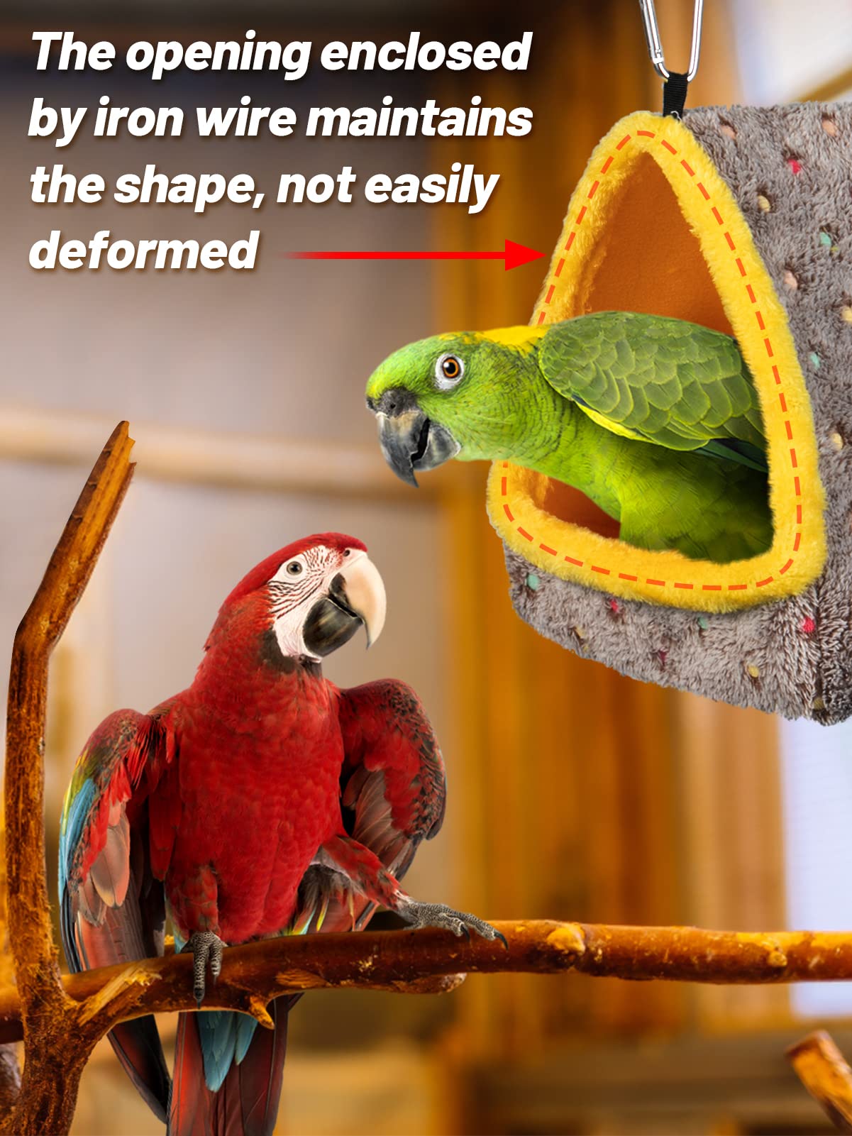 Small Winter Warm Bird Nest for Cage - Comfortable Bird Bed with Support Board, Hanging Hammock Shed Hideaway Hut Gift for Macaws African Grey Amazon Parrots