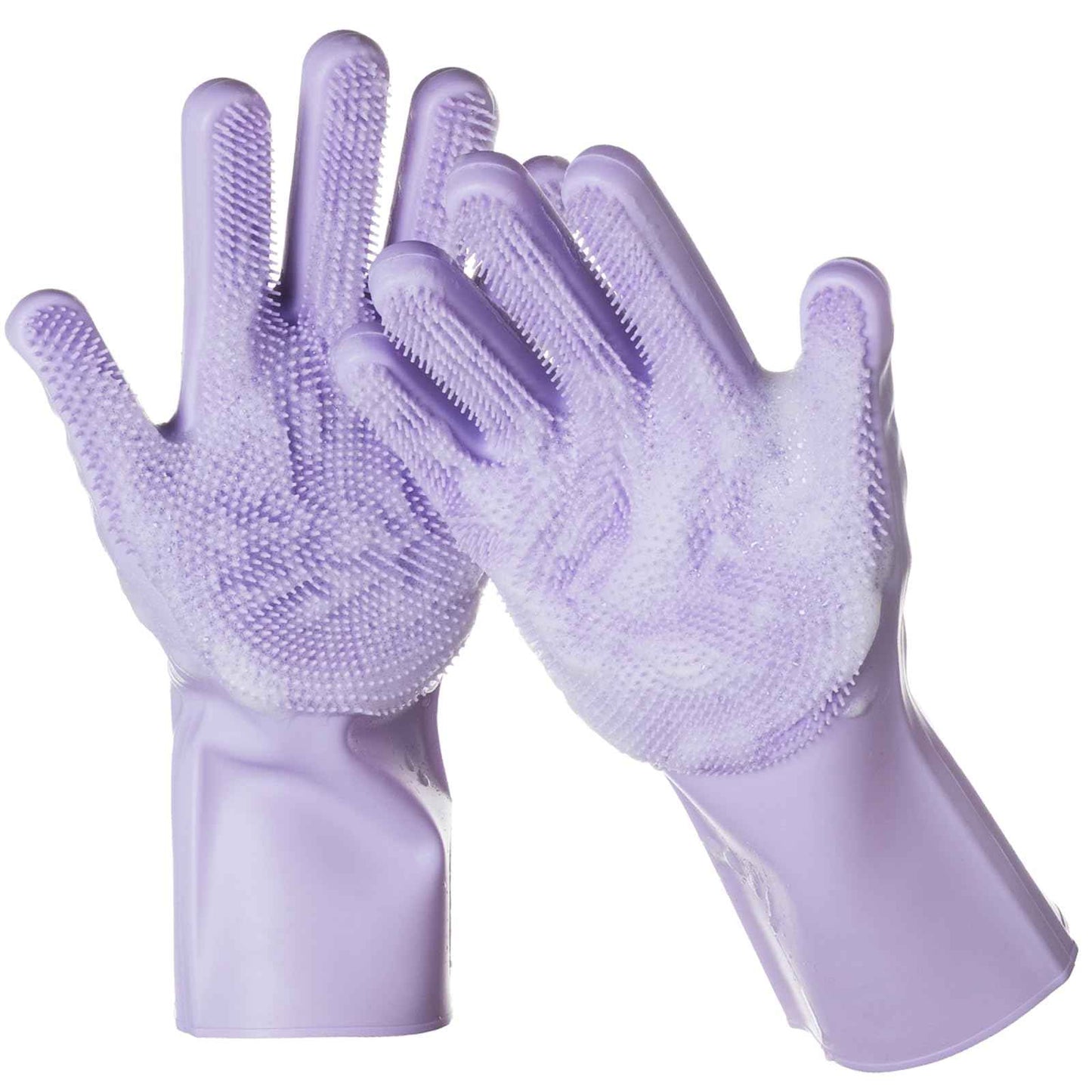 DELOMO Dog Washing Gloves 1 Pair: Soft and Gentle Silicone Pet Grooming Gloves - Bathing Scrubber Brush Mitt Grooming Shedding Fur Removal Massage for Dogs/Cats/Horse, Purple