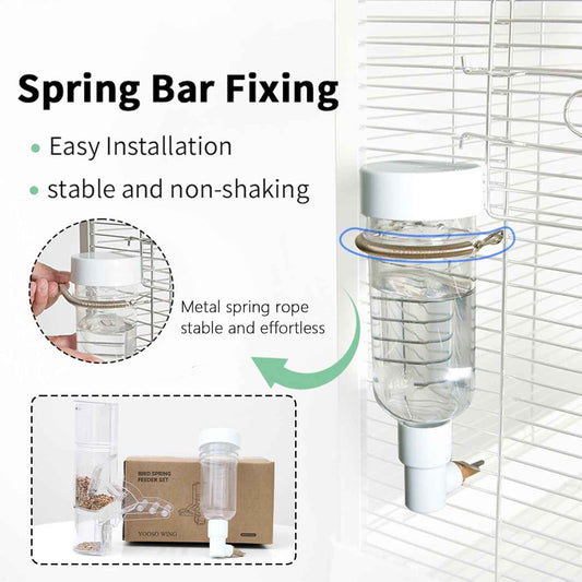 No Mess Bird Feeder & Water Dispenser Set, Automatic Parrot Seed & Water Container for Cage, Food Feeder & Drinker Parakeet Cage Accessories for Parakeets Cockatiels Finches Lovebirds Budgies Canaries