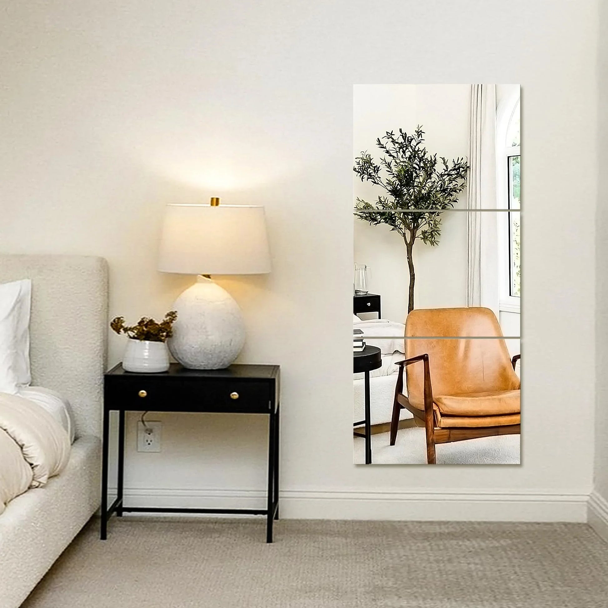 Delma Home Gym Mirrors, 12'' x 12'' Glass Mirror Tiles (16 PCS), Square Large Wall Mirror for Home Gym, Bedroom, Door,Bathroom, Frameless Mirror Sets - Jlhbookstore.store