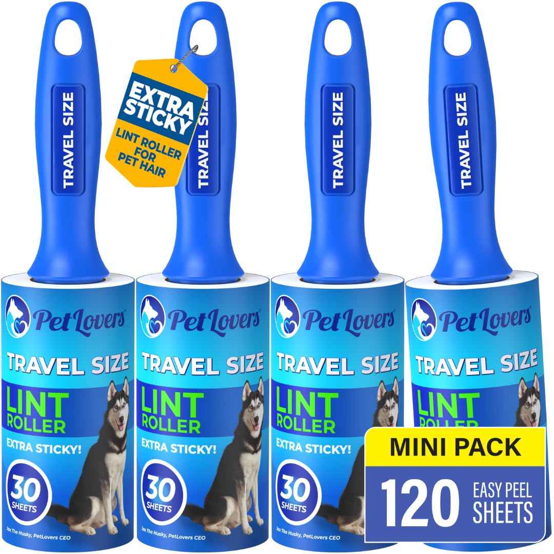 PetLovers Extra Sticky Lint Roller Mega Value Set 450 Sheets for Pet Hair Removal and Clothes, Dog and Cat Lint Remover 5 Pack