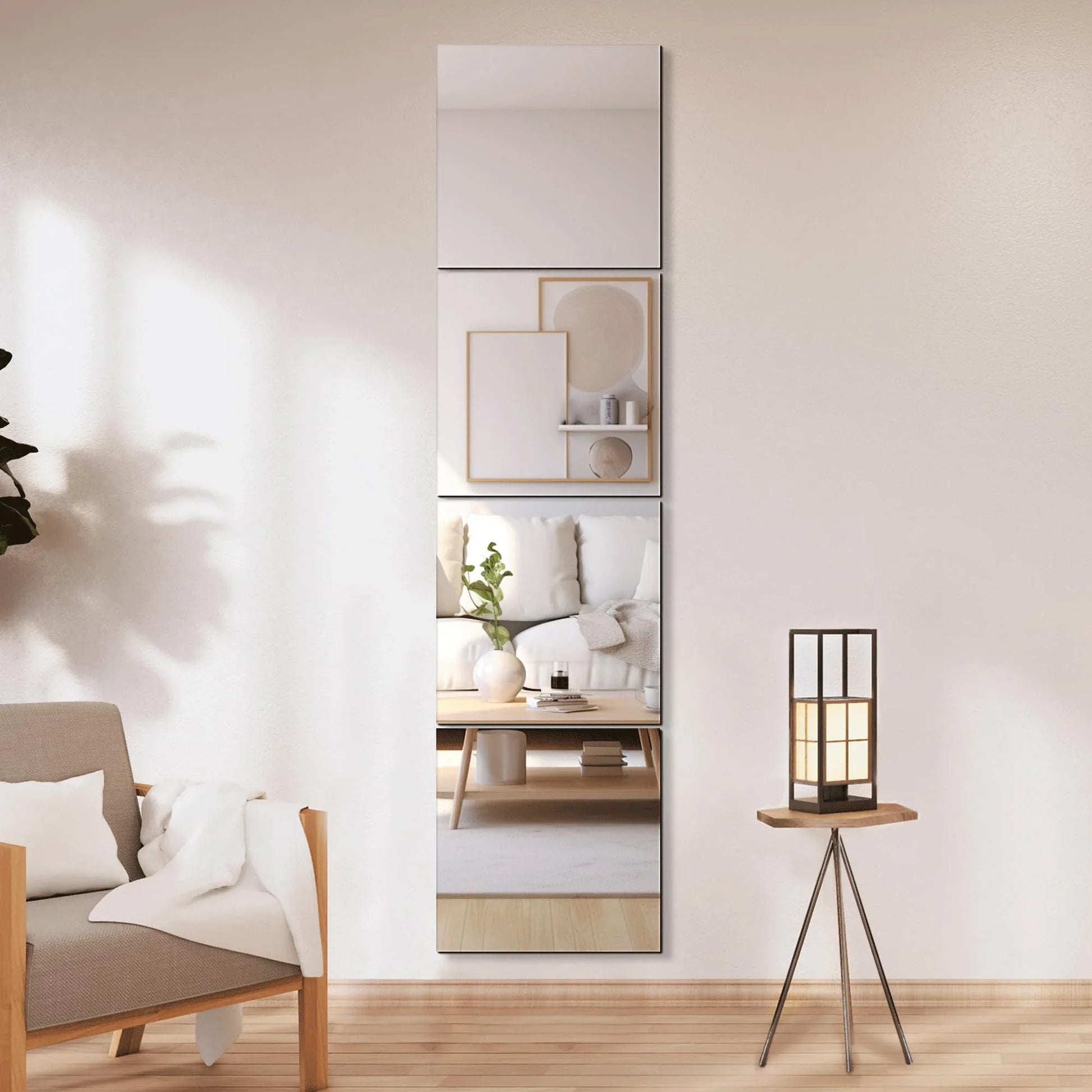 Delma Home Gym Mirrors, 12'' x 12'' Glass Mirror Tiles (16 PCS), Square Large Wall Mirror for Home Gym, Bedroom, Door,Bathroom, Frameless Mirror Sets - Jlhbookstore.store