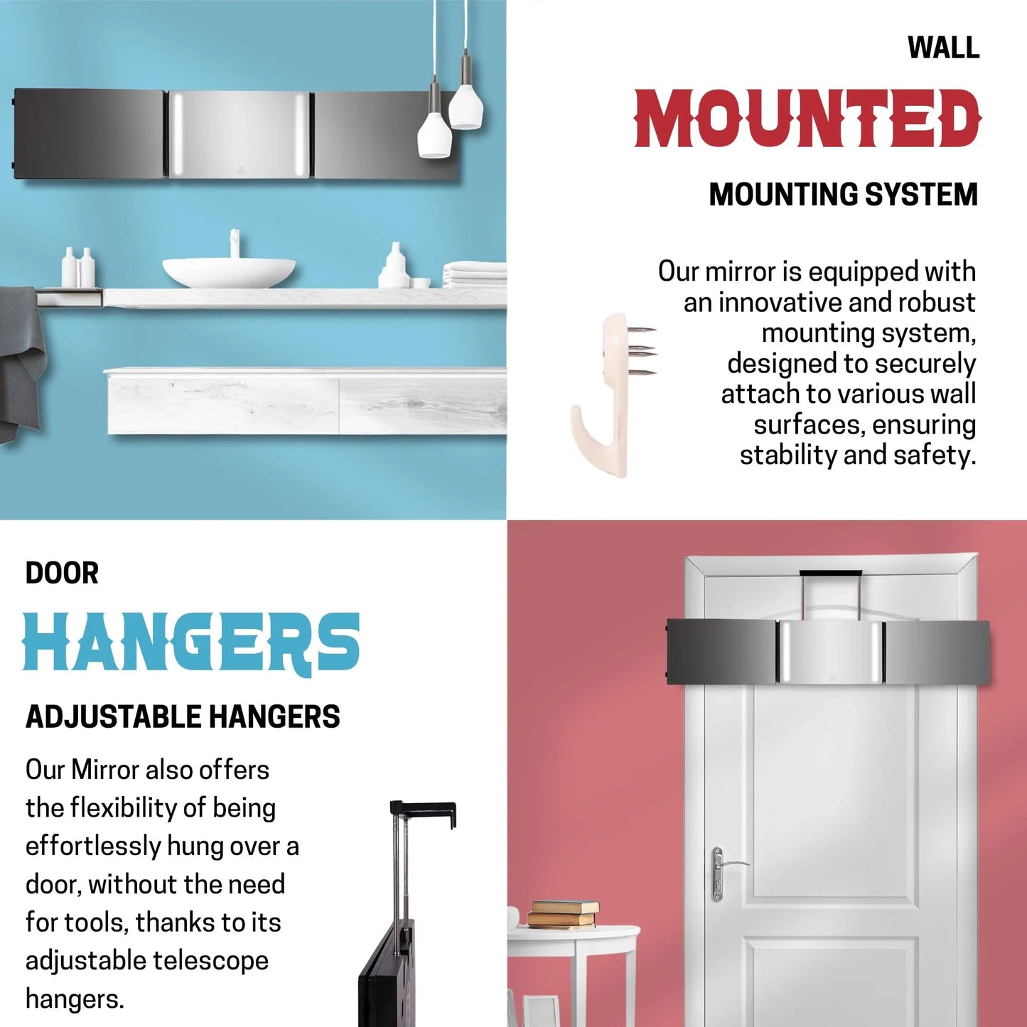 The 360 Mirror - 3 Way Mirror for Self Hair Cutting - Adjustable Trifold Barber Miror to Cut Your Own Hair - Tri Fold Self Haircut System for Men and Women Braiding - Three Sided Miror for Haircuts - Jlhbookstore.store