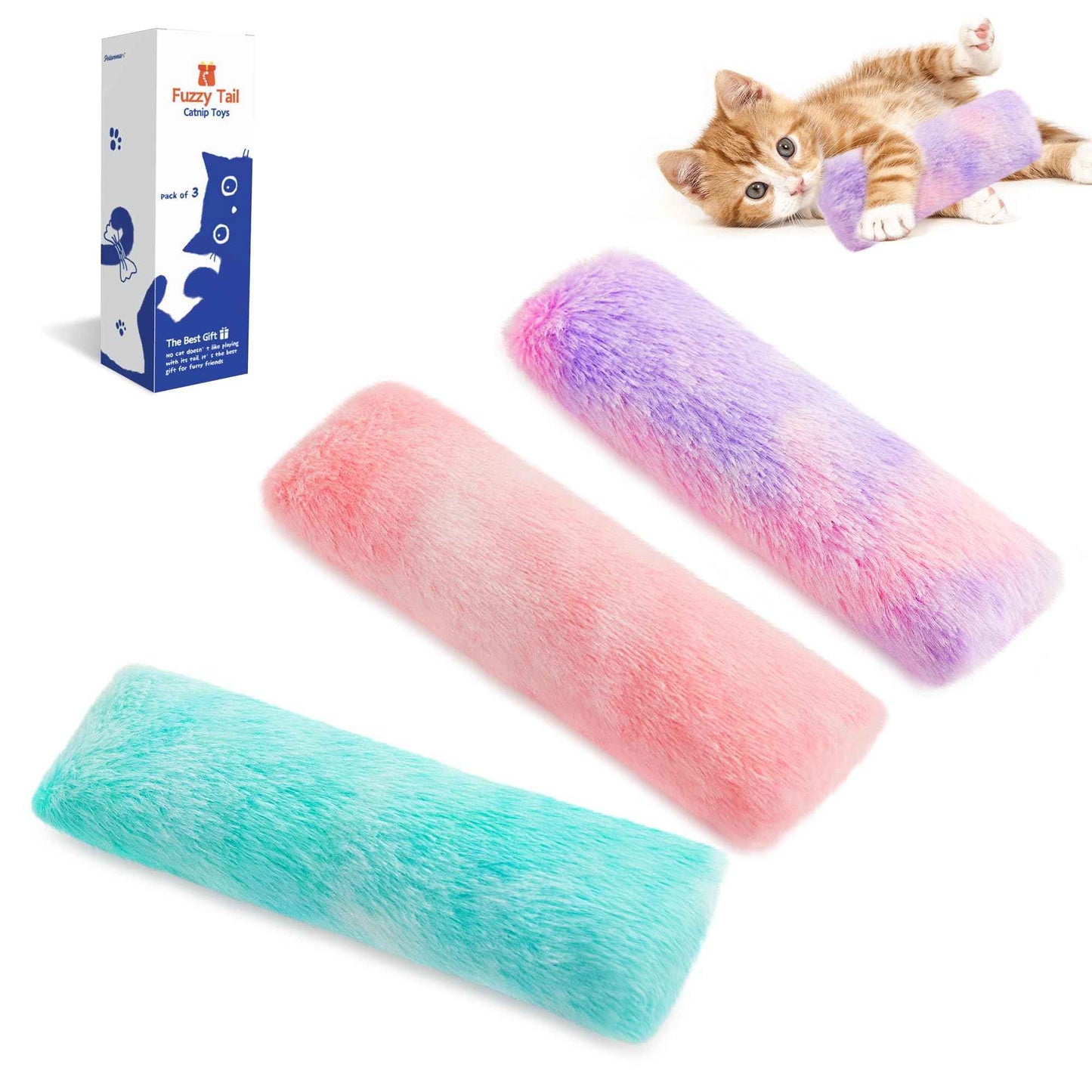 Potaroma Cat Toys Pillows, 3 Pack, Soft and Durable Crinkle Sound with Catnip Inside, Interactive Indoor Kitten Kicker, Promotes Kitty Exercise