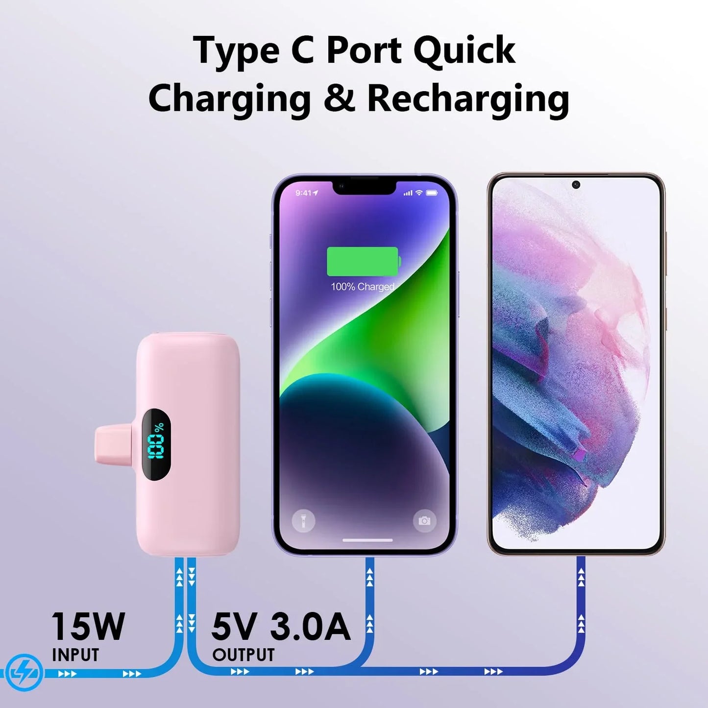 Mini Portable Charger for iPhone,Upgraded 5000mAh PD Fast Charging Battery Pack,LCD Display Cute Power Bank Portable Phone Charger for iPhone 14/14 Pro Max/13/13 Pro/12 Pro/11/XS/XR/X/8/7/6-Black - Jlhbookstore.store
