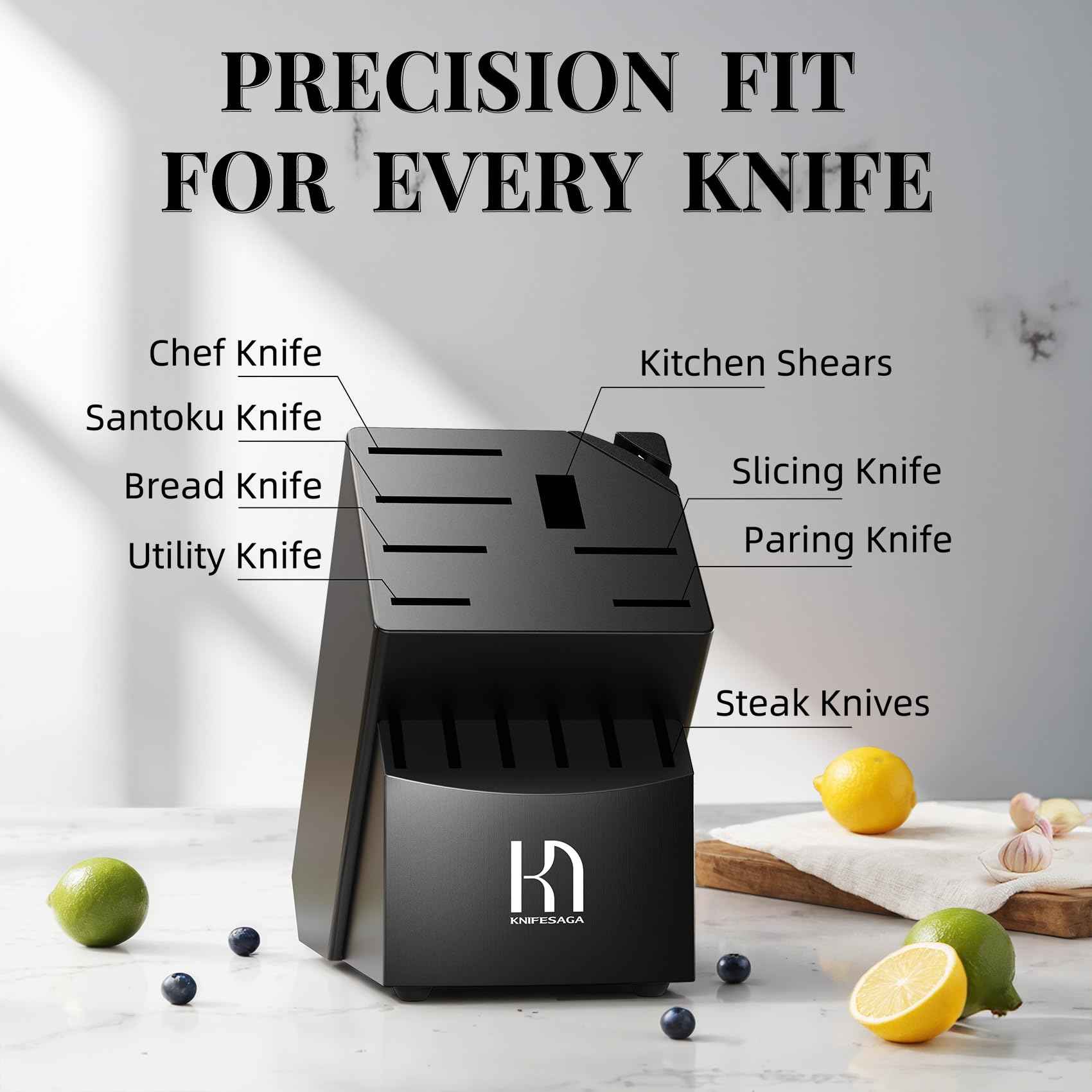 Knife Set Premium, Japanese 14 Pcs Kitchen Knife Block Set Enduring Razor Sharp High Carbon Stainless Steel, Black Chef Knives Set with Built-in Sharpener and Quality Acacia Wood Block