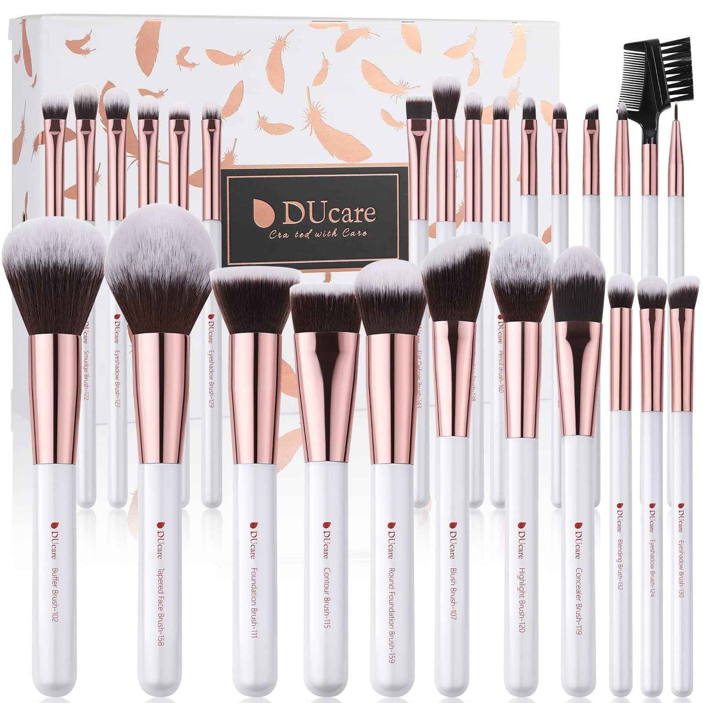 DUcare Professional Makeup Brushes Set 27Pcs Makeup Brush Set Premium Synthetic Kabuki Foundation Blending Face Powder Blush Concealers Eye Shadows Brushes