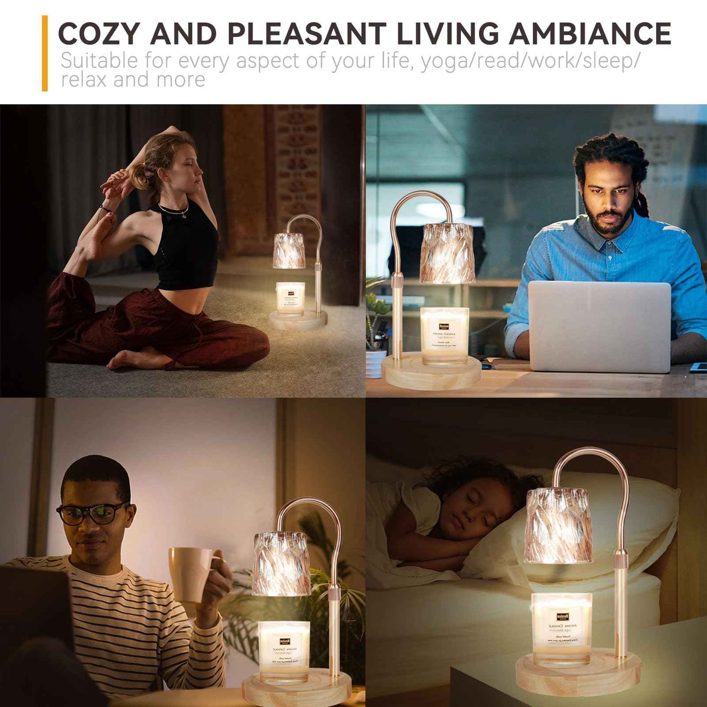 Candle Warmer Lamp with 3 Bulbs, Adjustable Height Dimmable Candle Warmer with Timer, Candle Lamp with Charming Gift Box Ribbon,Birthday Gifts for Women Mom, House Warming Gifts New Home Decor