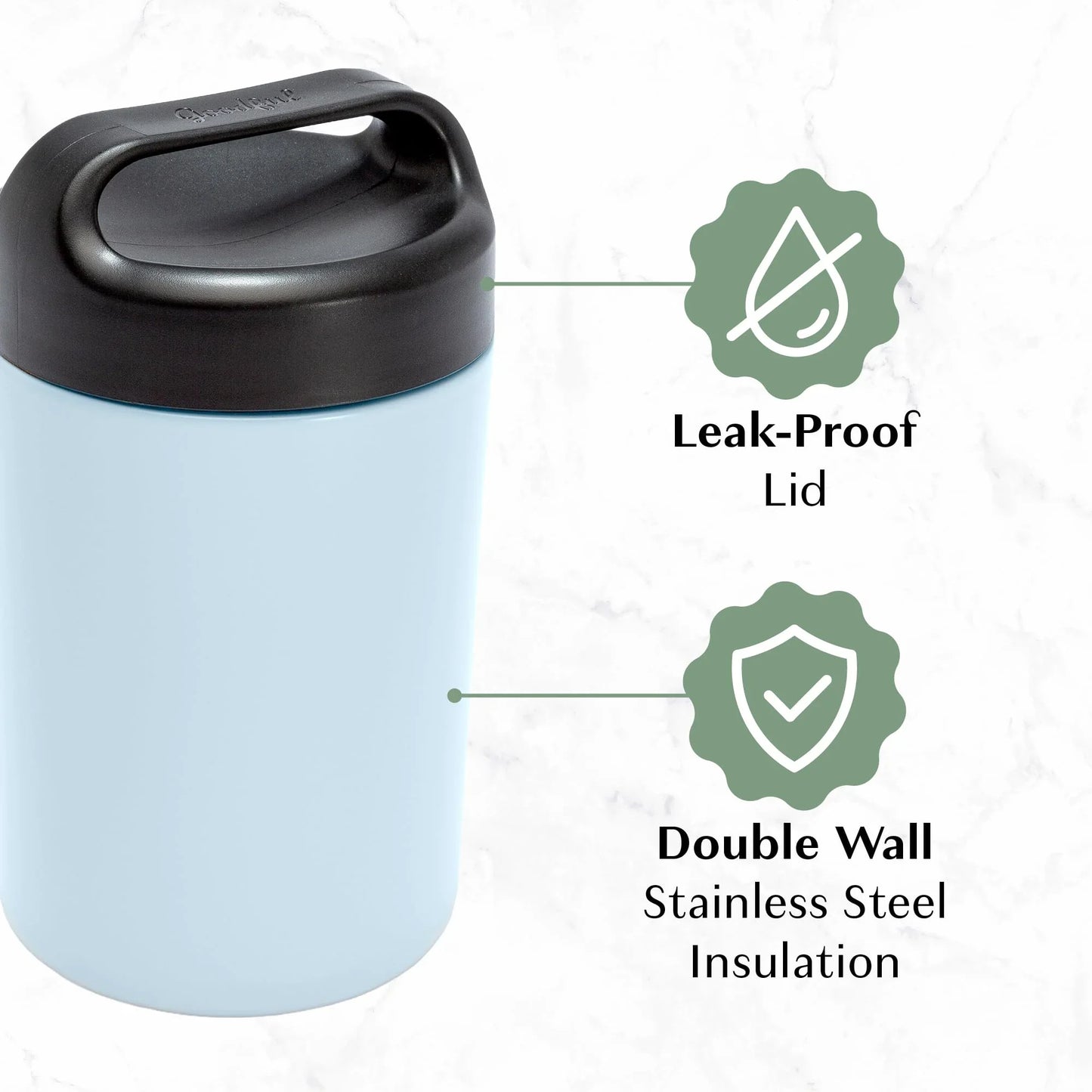 Goodful Stainless Steel Food Jar, Double Wall Vacuum Sealed Insulated Food Storage Container with Carry Handle Lid, 16-Ounce, Gray - Jlhbookstore.store