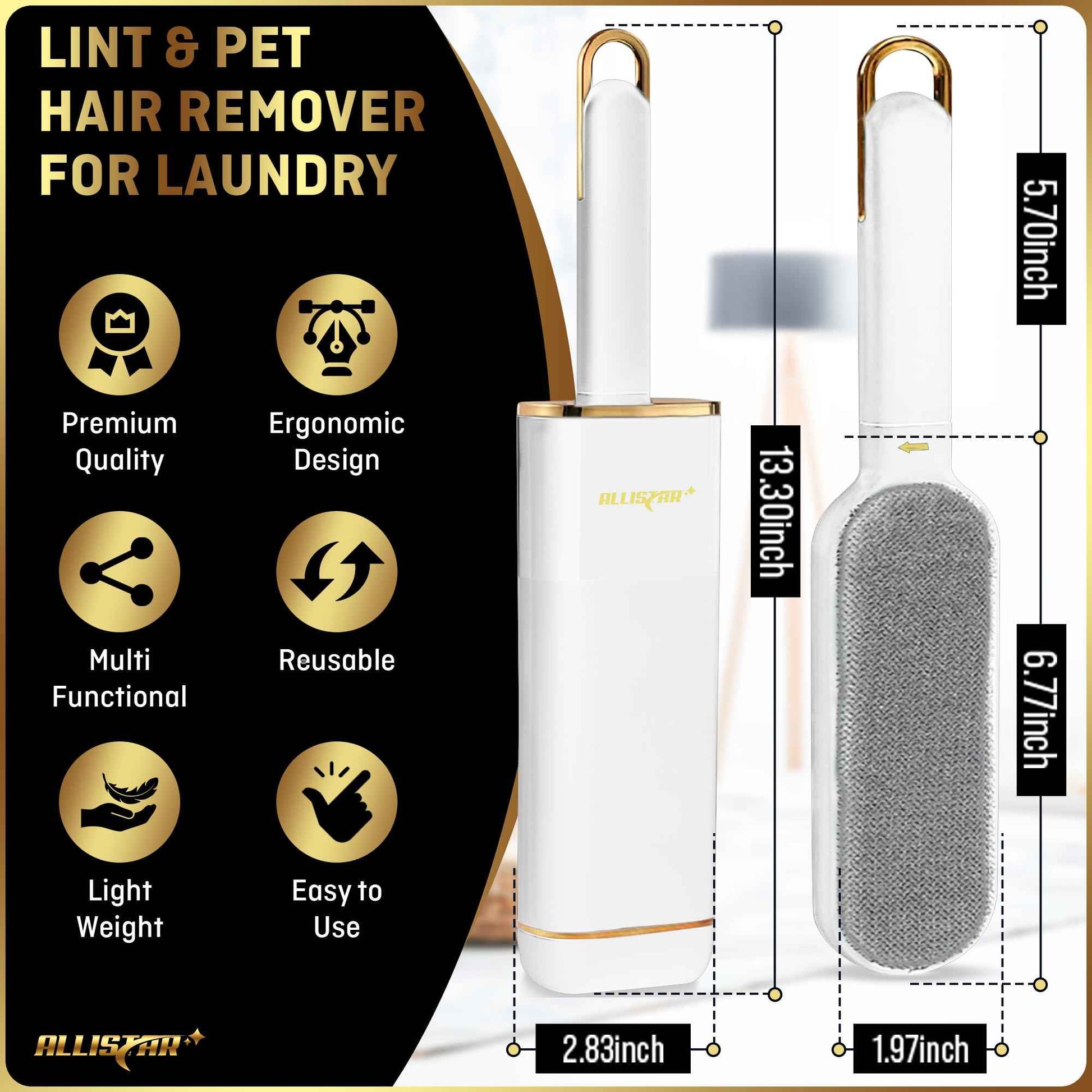 Pet Hair Remover, Lint Remover, Lint Brush for Clothes, Furniture, Carpets, Car Seats. Cat Hair Remover. Dog Hair Remover Laundry. Double-Sided. Reusable. Self-Cleaning Base. ALLISTAR (Forest Green)