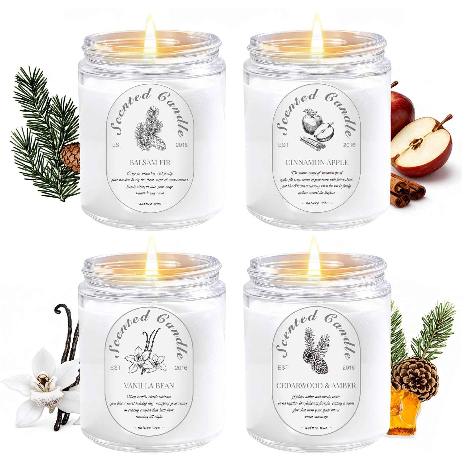 Lavender Candle Gift Set, 4 Pack Soy Wax Scented Candles for Home – Lavender, Sage & Ponderosa Pine – Aromatherapy Candles for Relaxation, Stress Relief & Christmas Gifts for Women
