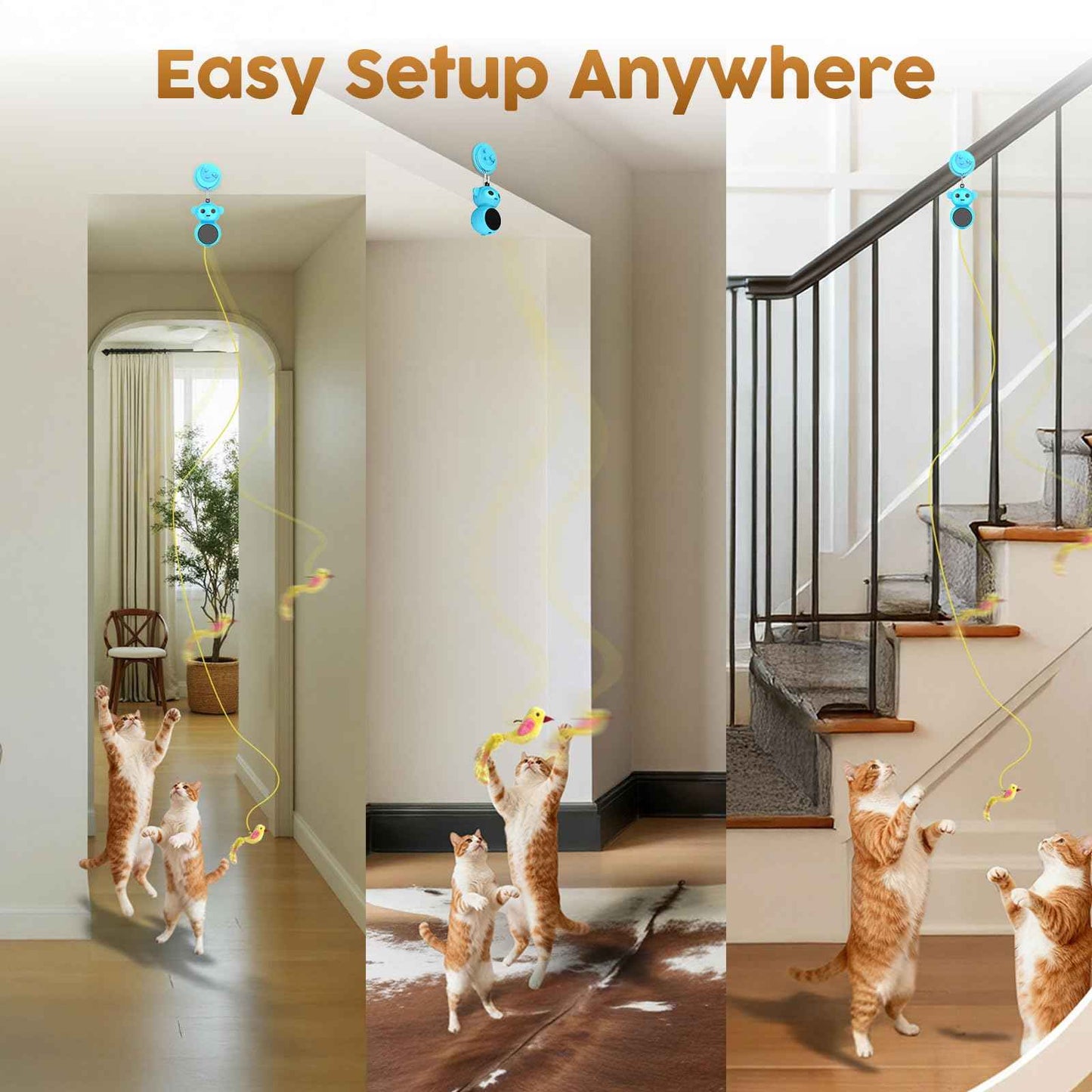 Interactive Cat Toys for Indoor Cats: 2 in 1 Laser Pointer Cat Toy with Automatic Flying Bird & Mouse Wand, Smart Motion Mode Adjustable Speed, USB Rechargeable Safe for Bored Kittens and Adult Cats