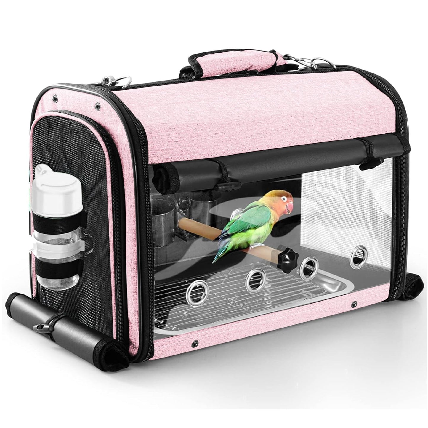 SUERTREE Bird Carrier Bag With Stand, Lightweight Backpack for Parrot, Portable Travel Cage, Pet Transparent Breathable Carrier