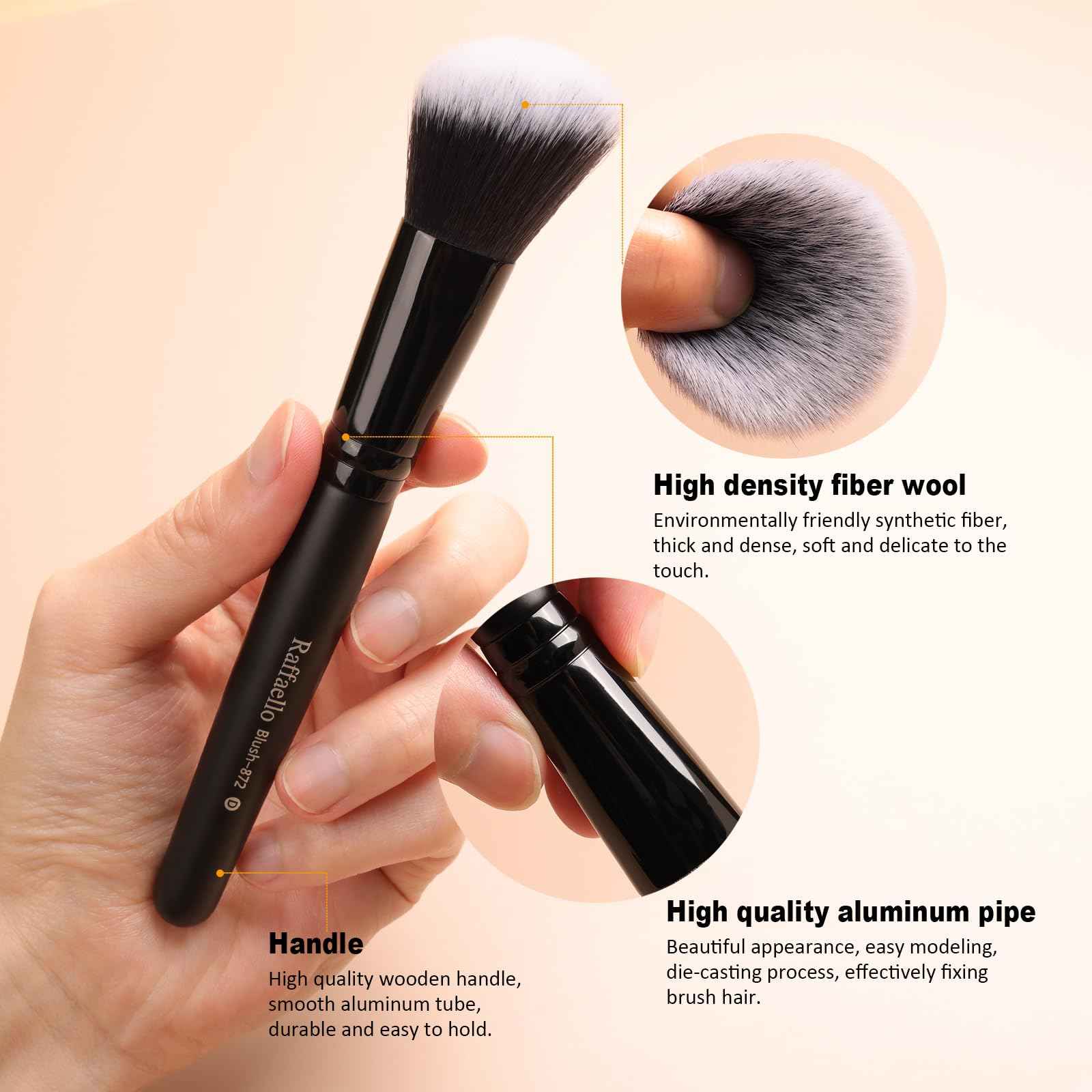 Raffaello Makeup Brushes 15Pcs Makeup Brush Set Premium Synthetic Powder Foundation Contour Blush Concealer Eye Shadow Blending Liner Make Up Brush Kit