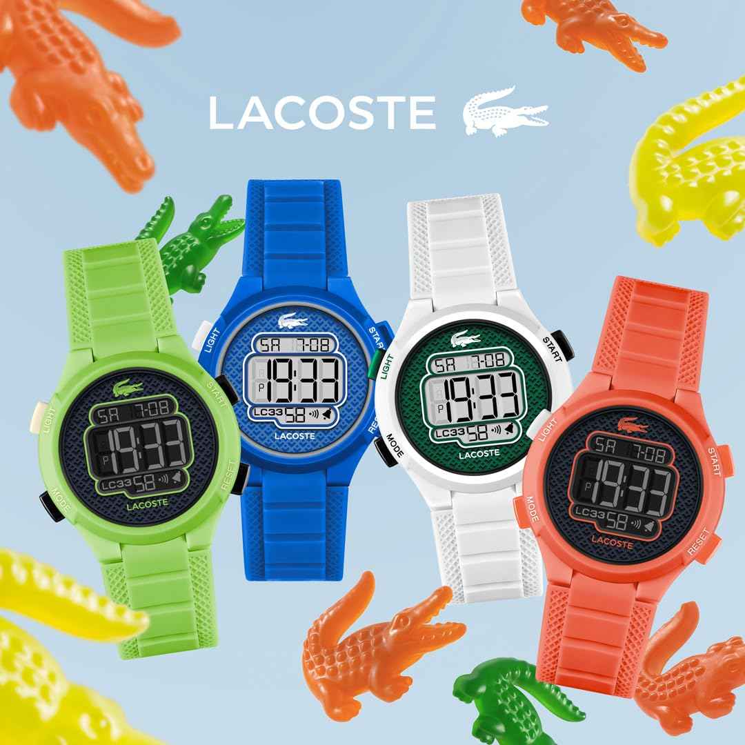 Lacoste LC33 Kids and Teens Digital Watch – 34mm Case, Digital Display with Day/Date, Alarm, Stopwatch, Countdown Timer and Backlight, Fun and Modern Design