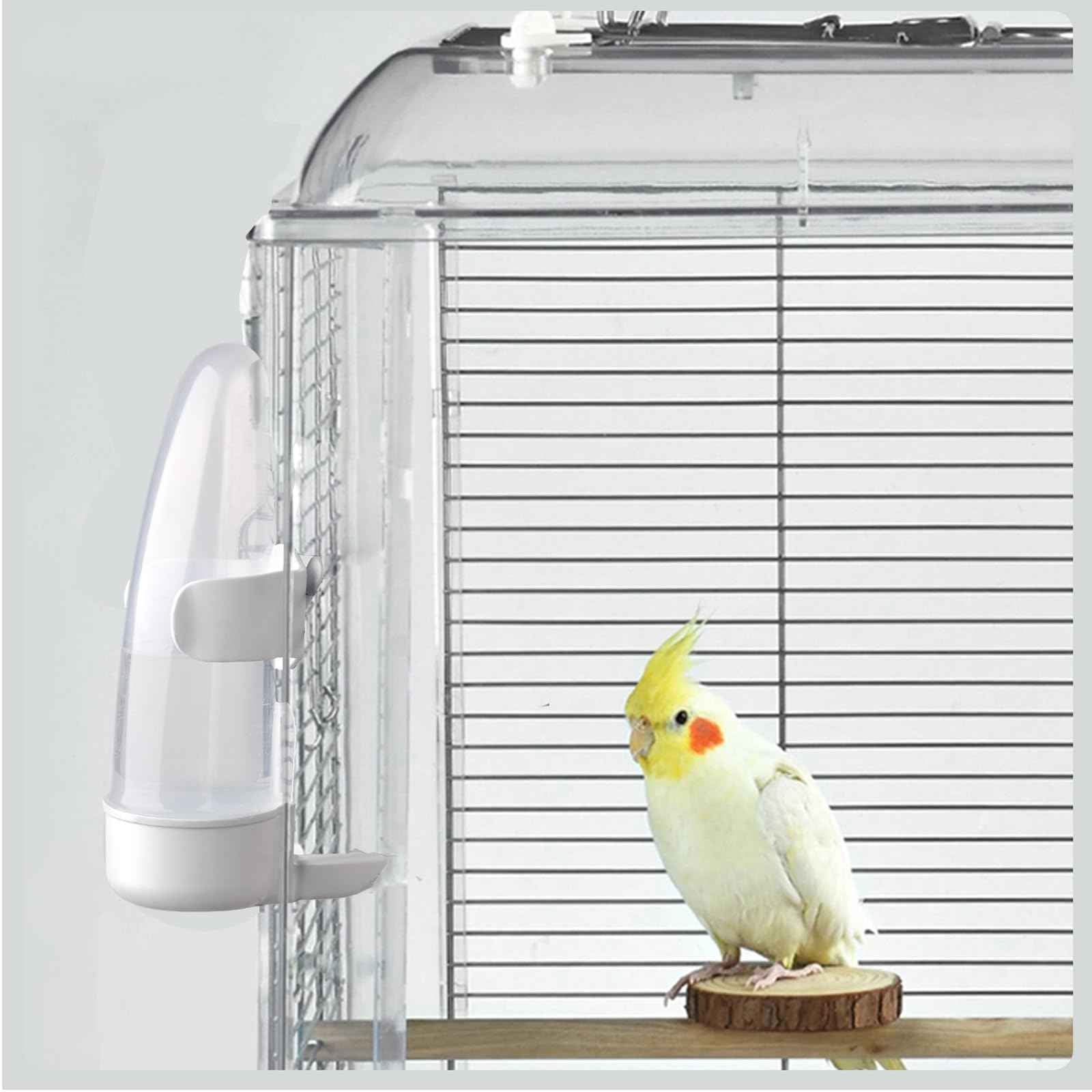 Bird Feeder Automatic Bird Water Dispenser Set for Cage No Mess Parakeet Cage Water Dispenser PP Material, 200ml/6.8fl oz (2PCS)