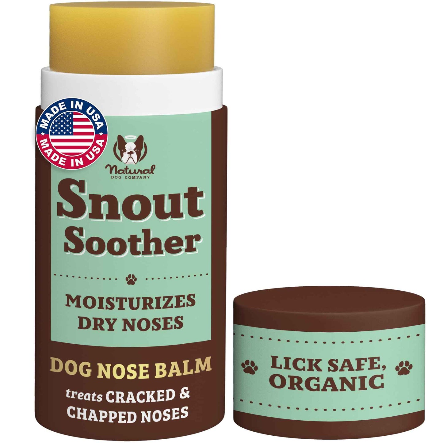 Natural Dog Company Snout Soother Travel Stick 0.15 oz – All Natural Dog Nose Balm for Dry, Cracked Snouts – Organic Moisturizing & Soothing Balm – Lick-Safe Mini Snout Care, Made in USA