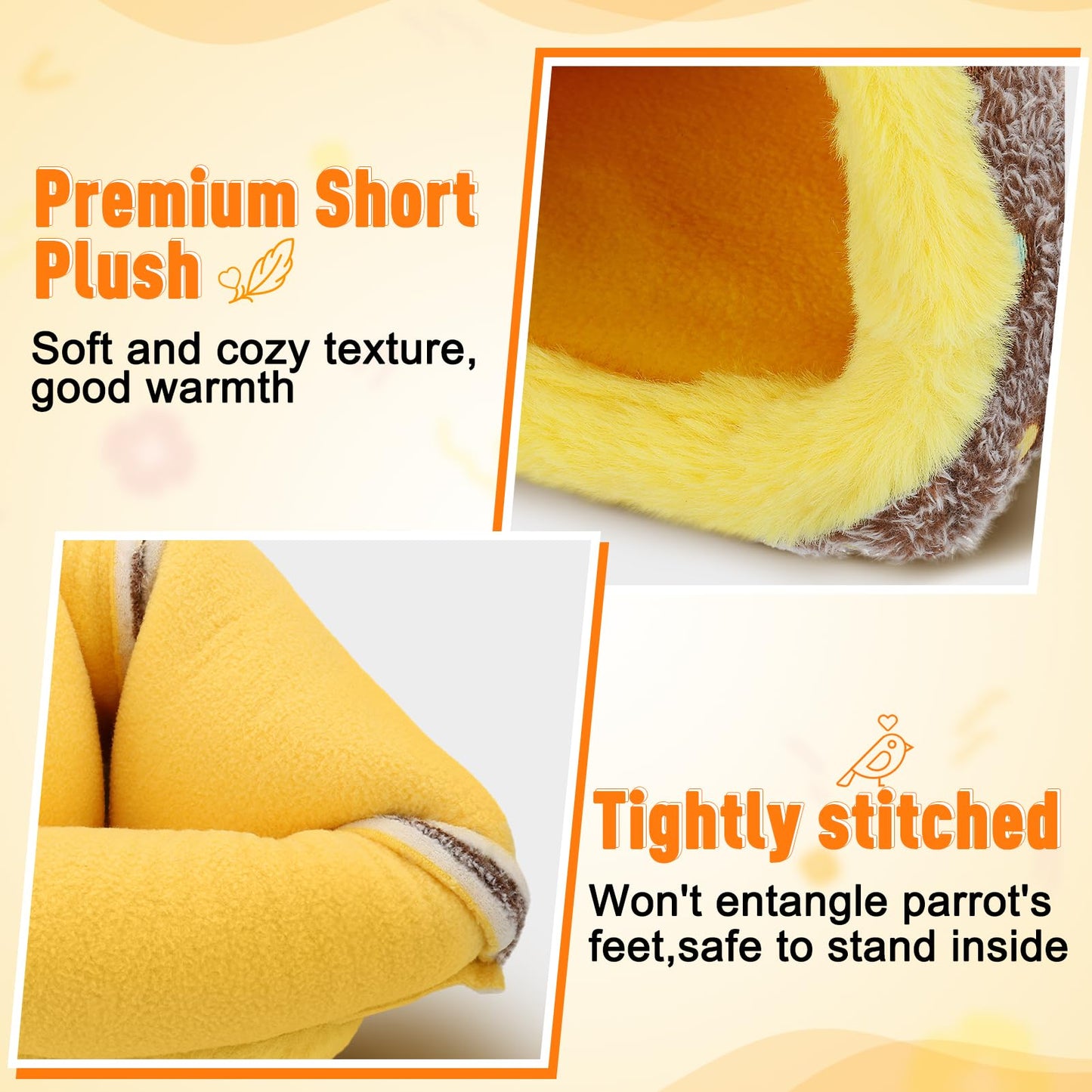 MEWTOGO Medium Winter Warm Bird Nest for Cage - Comfortable Birds Bed with Support Plate, Hanging Shed Hideaway Hammock Hut Gift for Macaws African Grey Amazon Parrots