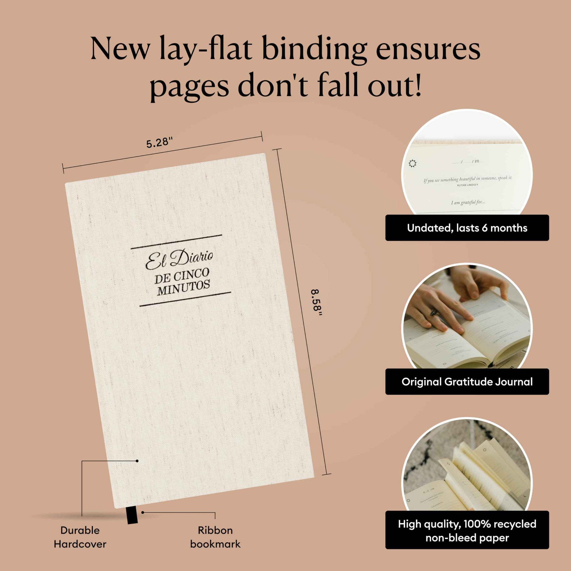 Intelligent Change The Five Minute Journal - Original Daily Gratitude Journal 2025 for Happiness, Mindfulness & Reflection - Daily Affirmations - Undated Planner Gifts for Women & Men