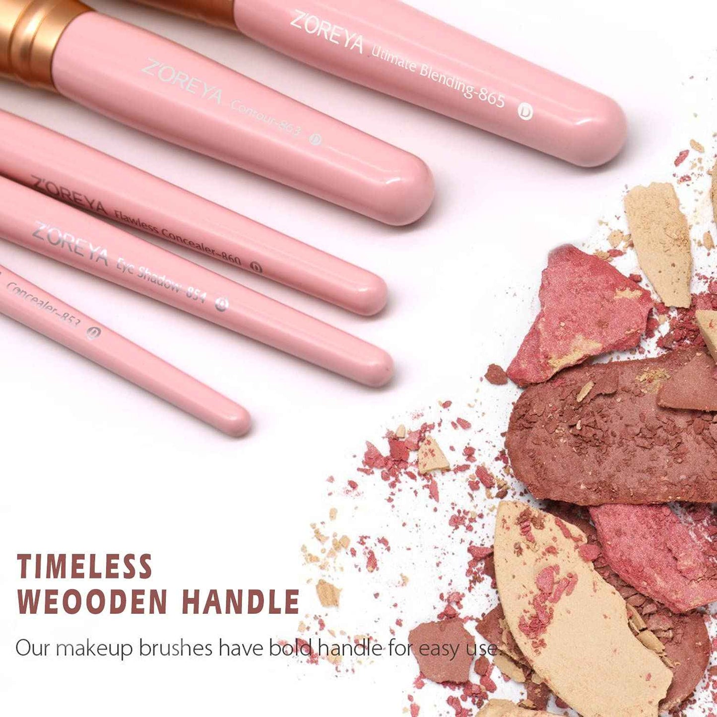 Raffaello Makeup Brushes 15Pcs Makeup Brush Set Premium Synthetic Powder Foundation Contour Blush Concealer Eye Shadow Blending Liner Make Up Brush Kit