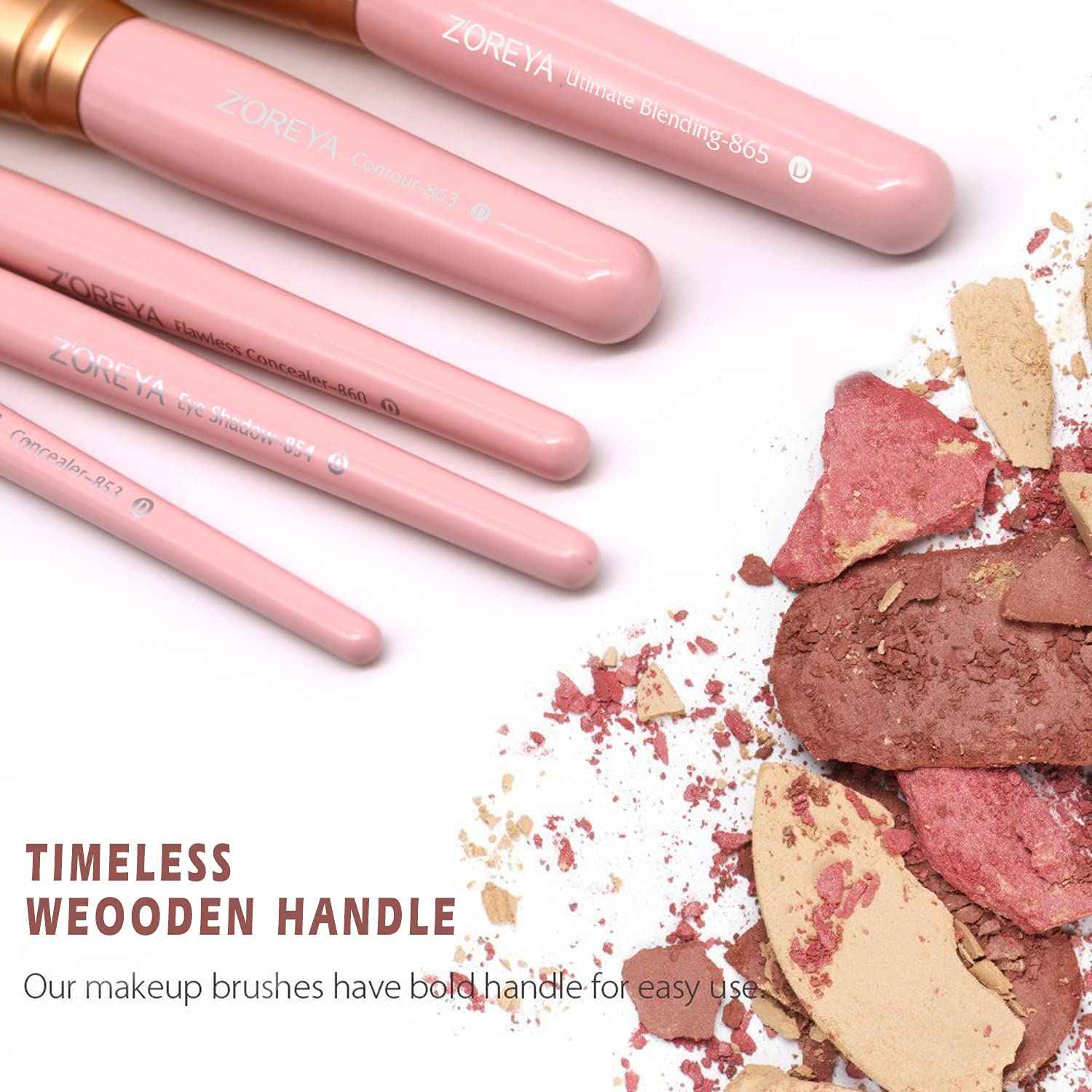 Raffaello Makeup Brushes 15Pcs Makeup Brush Set Premium Synthetic Powder Foundation Contour Blush Concealer Eye Shadow Blending Liner Make Up Brush Kit