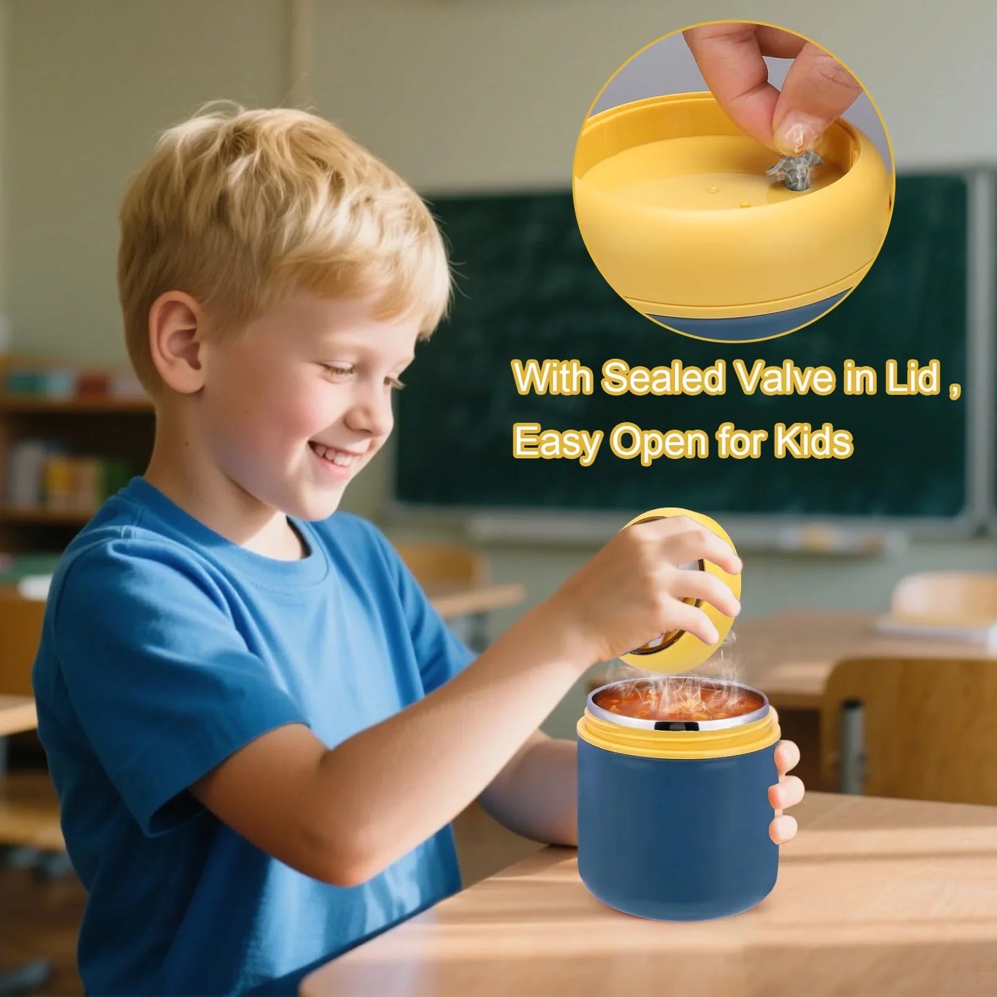 Juome 16oz Kids Thermo for Hot Food - Insulated Vacuum Food Jar Container, Wide Mouth Stainless Steel Soup Thermo Lunch Box for Kids with Spoon, Leakproof (Pink) - Jlhbookstore.store