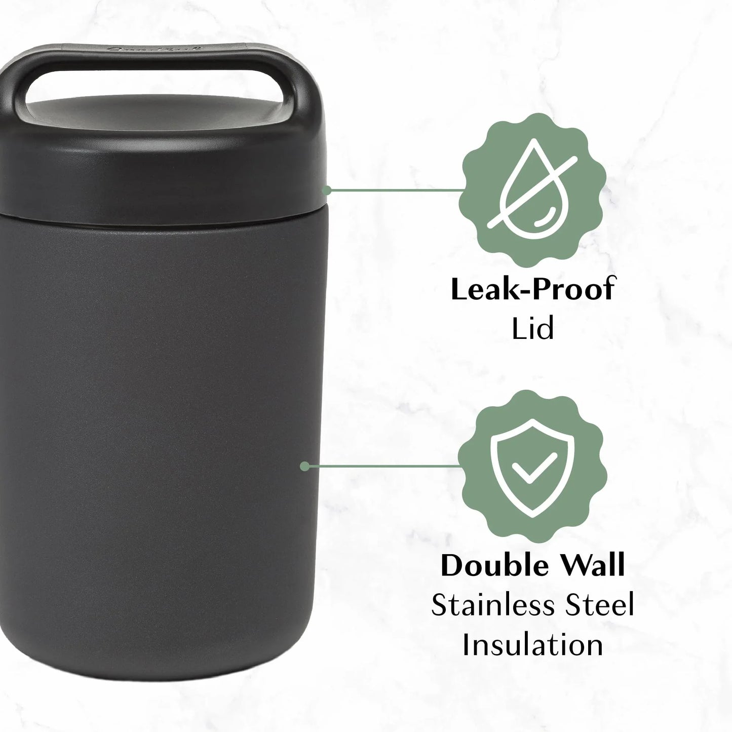 Goodful Stainless Steel Food Jar, Double Wall Vacuum Sealed Insulated Food Storage Container with Carry Handle Lid, 16-Ounce, Gray - Jlhbookstore.store