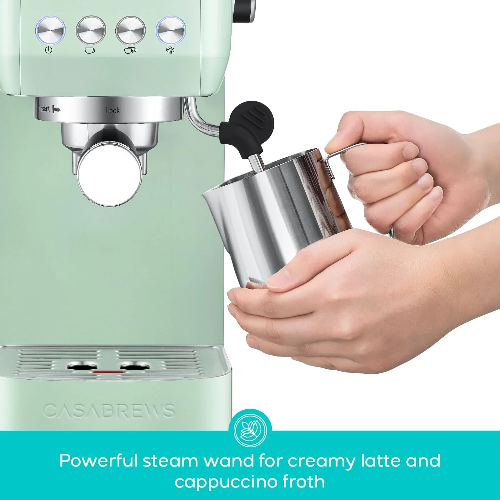 CASABREWS 3700 Essential Espresso Machine 20 Bar, Stainless steel Coffee Maker with Milk Frother, Espresso Coffee Machine for Cappuccino, Latte, 43.9oz Water Tank, Sapphire Blue - Jlhbookstore.store