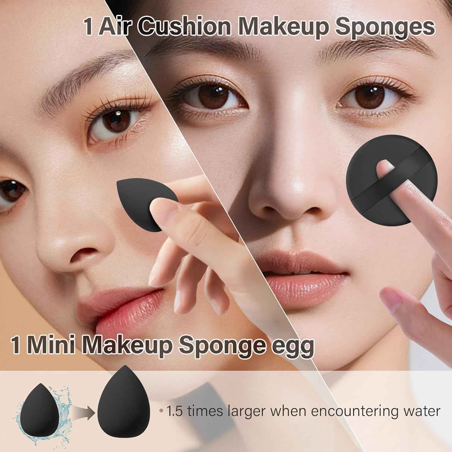 Makeup Brushes Set, Mlemle Professional 25 Pcs Makeup Kit, Include Foundation Powder Blush Concealers Eye shadows 21 Pcs Makeup Brushes and 2 Powder Puff, 2 Makeup Sponge(B01-Black)