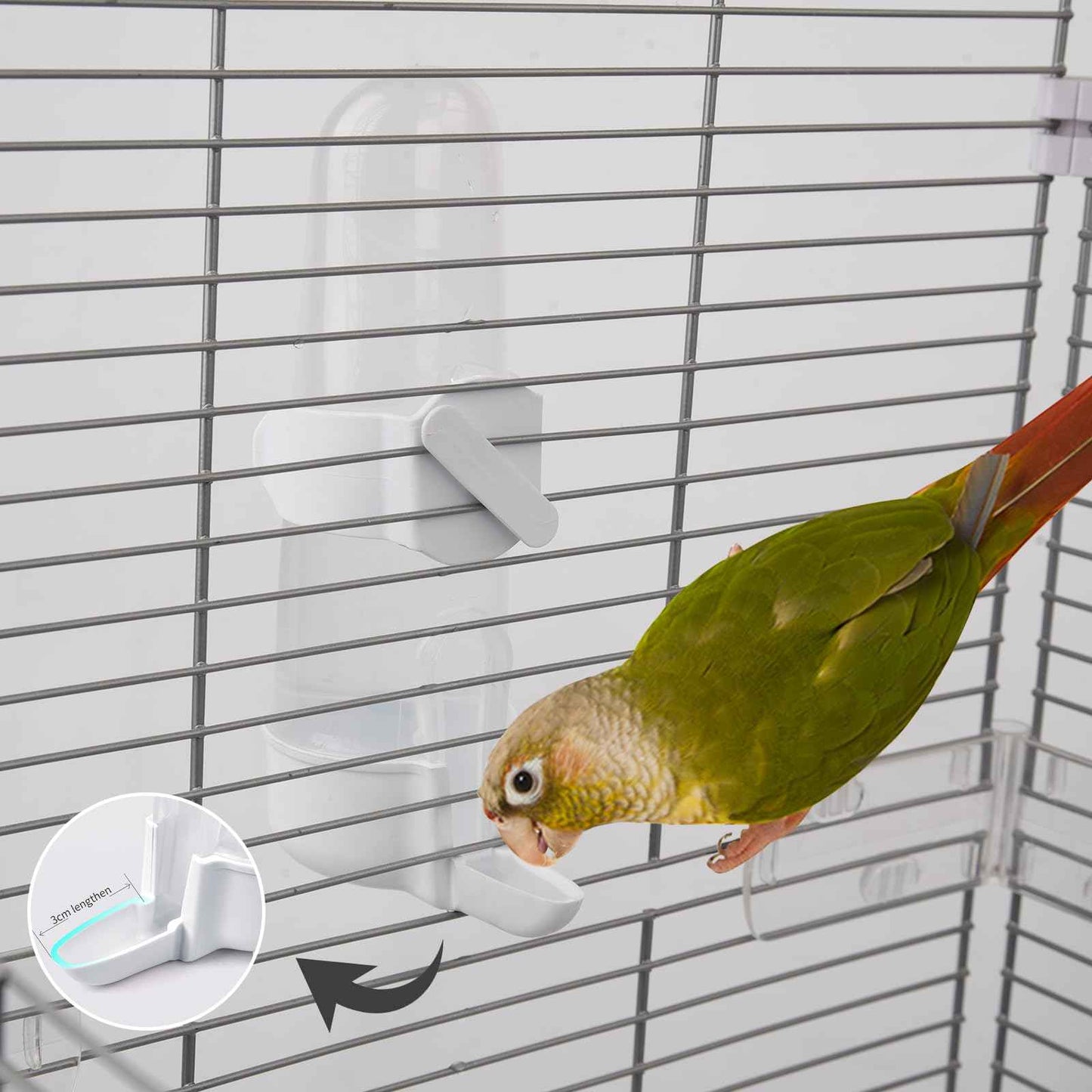 Bird Feeder Automatic Bird Water Dispenser Set for Cage No Mess Parakeet Cage Water Dispenser PP Material, 200ml/6.8fl oz (2PCS)